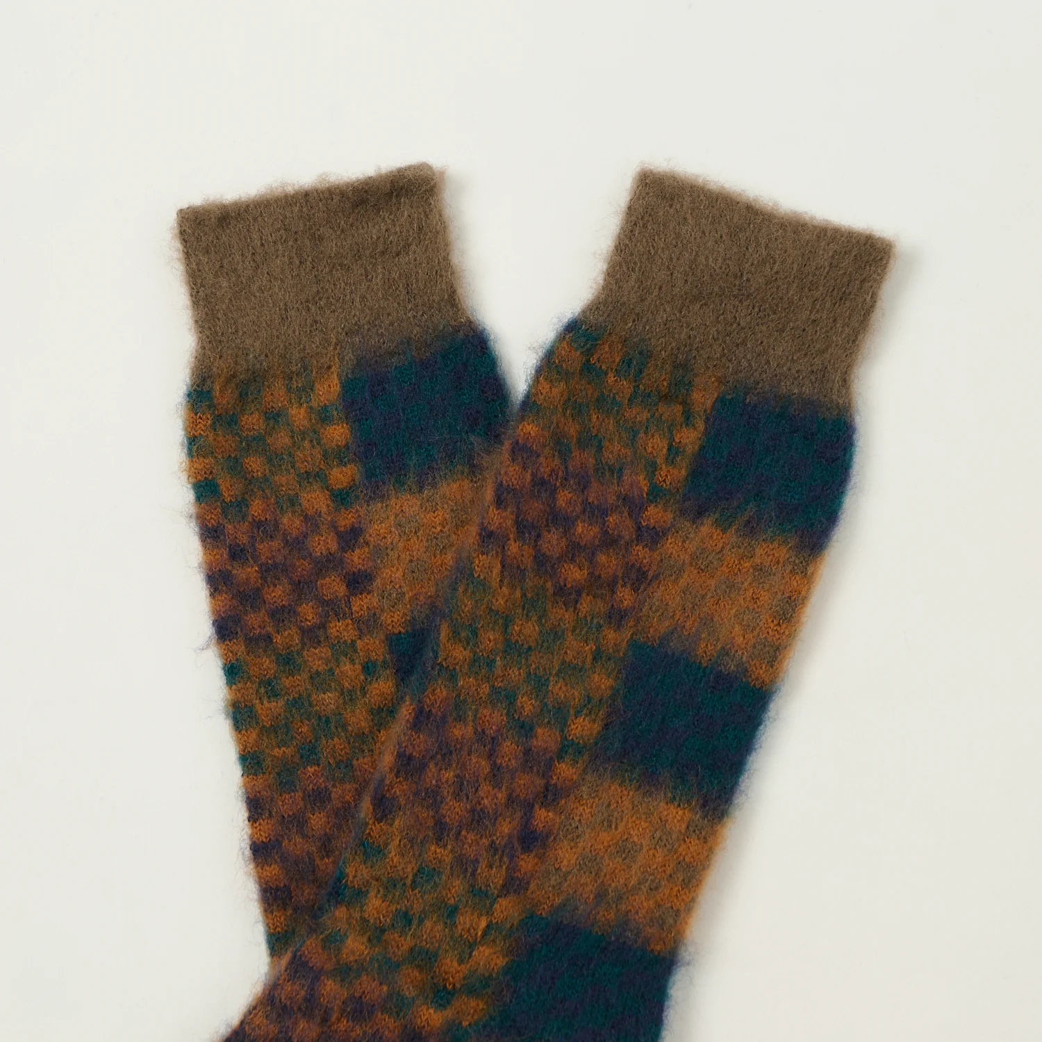 Anonymous Ism Napping Checker Crew Sock - Brown - Image 2