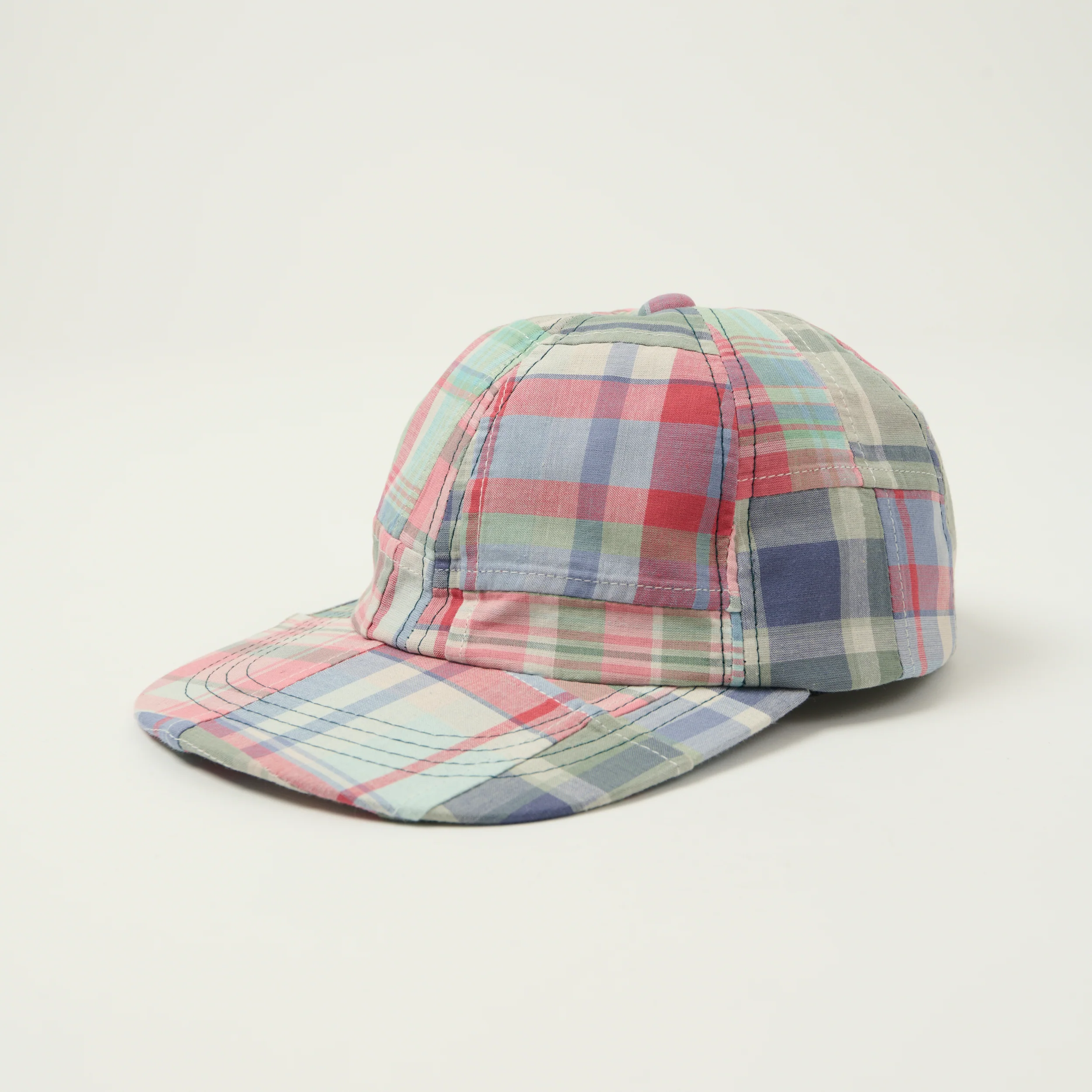 Beams Plus 6-Panel Patchwork Madras Baseball Cap - Pink