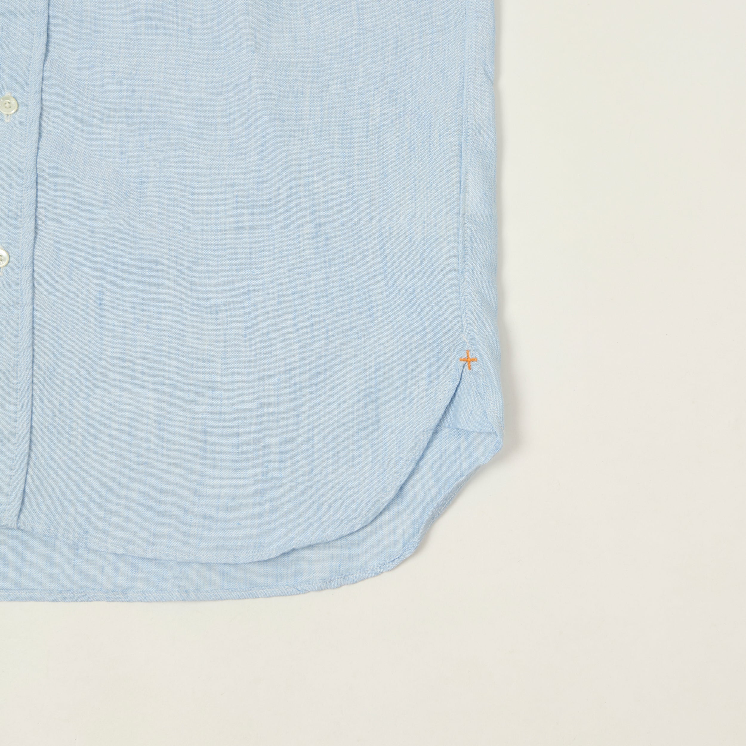 Beams Plus Button Down Coolmax Linen Short Sleeve Shirt - Sax - Image 2