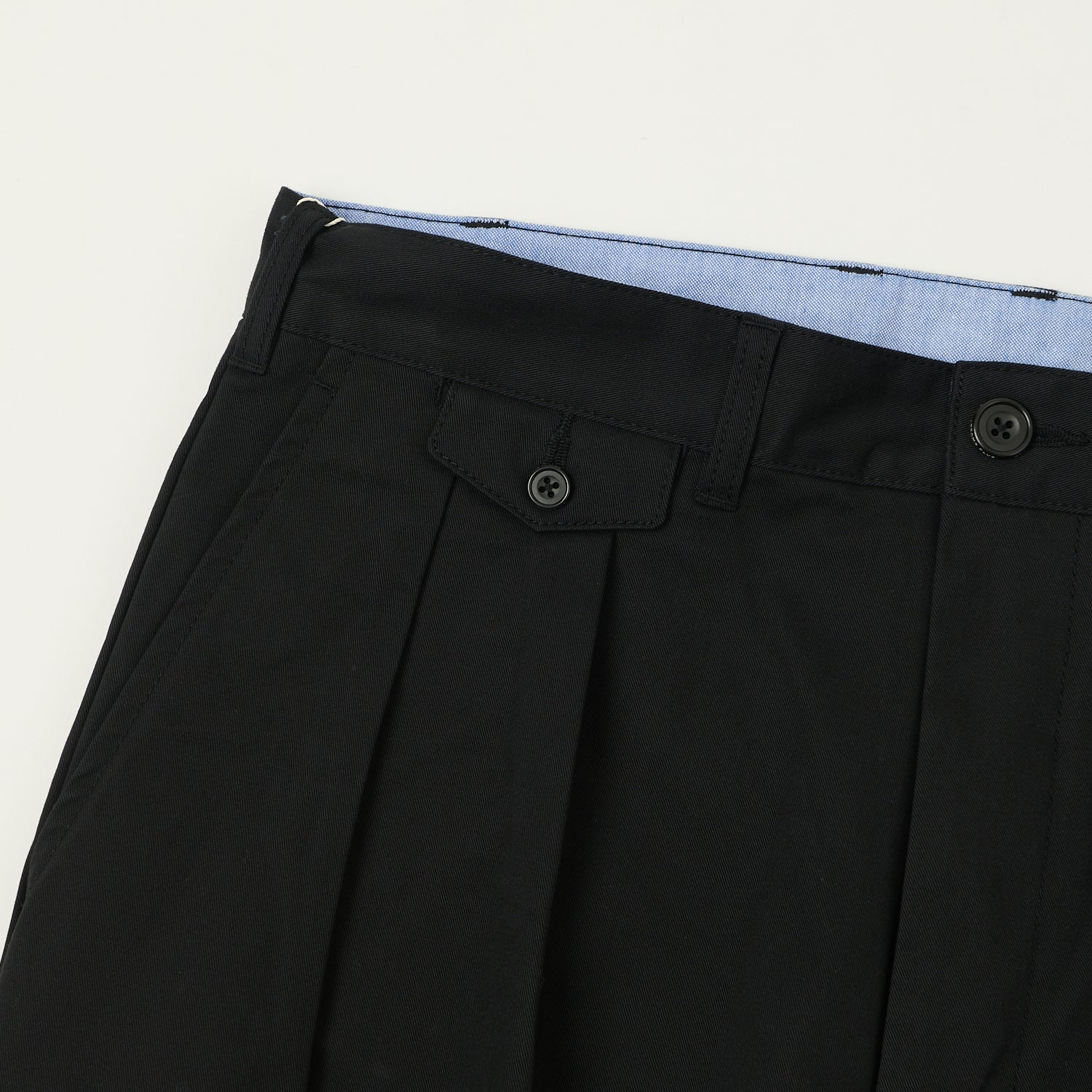 Beams Plus Double Pleat Twill Trousers - Black - Image 3