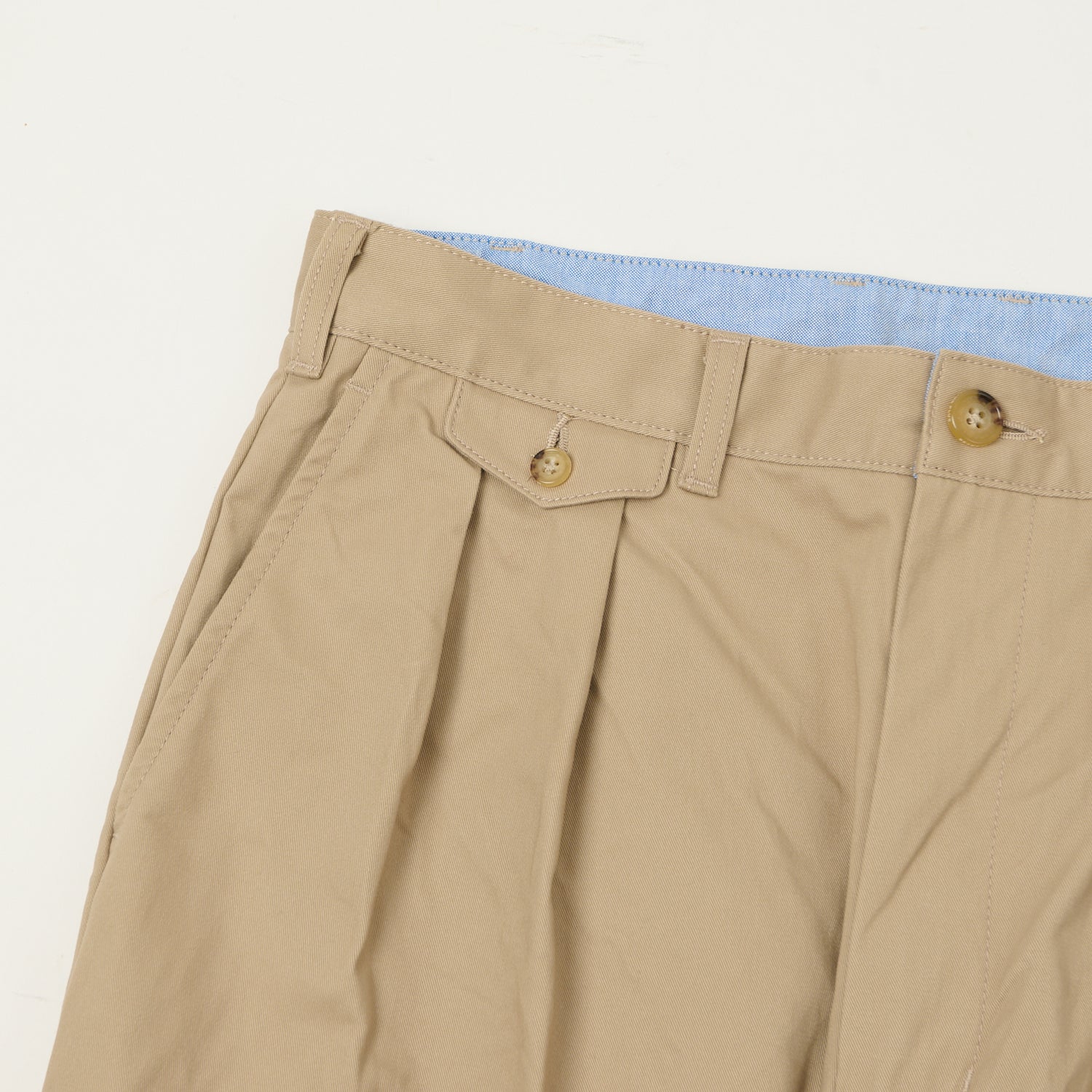 Beams Plus Double Pleat Twill Trousers - Khaki - Image 3