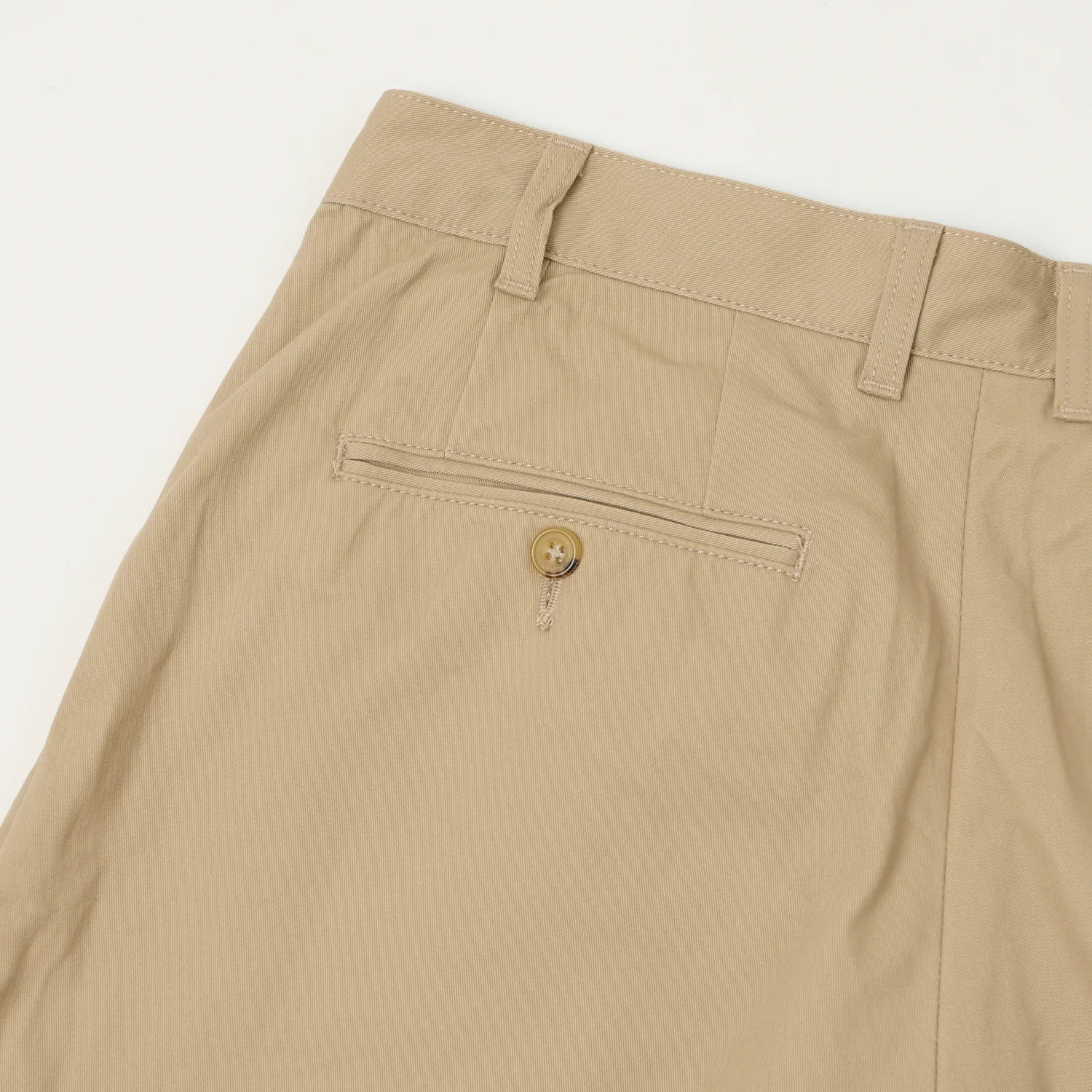 Beams Plus Double Pleat Twill Trousers - Khaki - Image 4