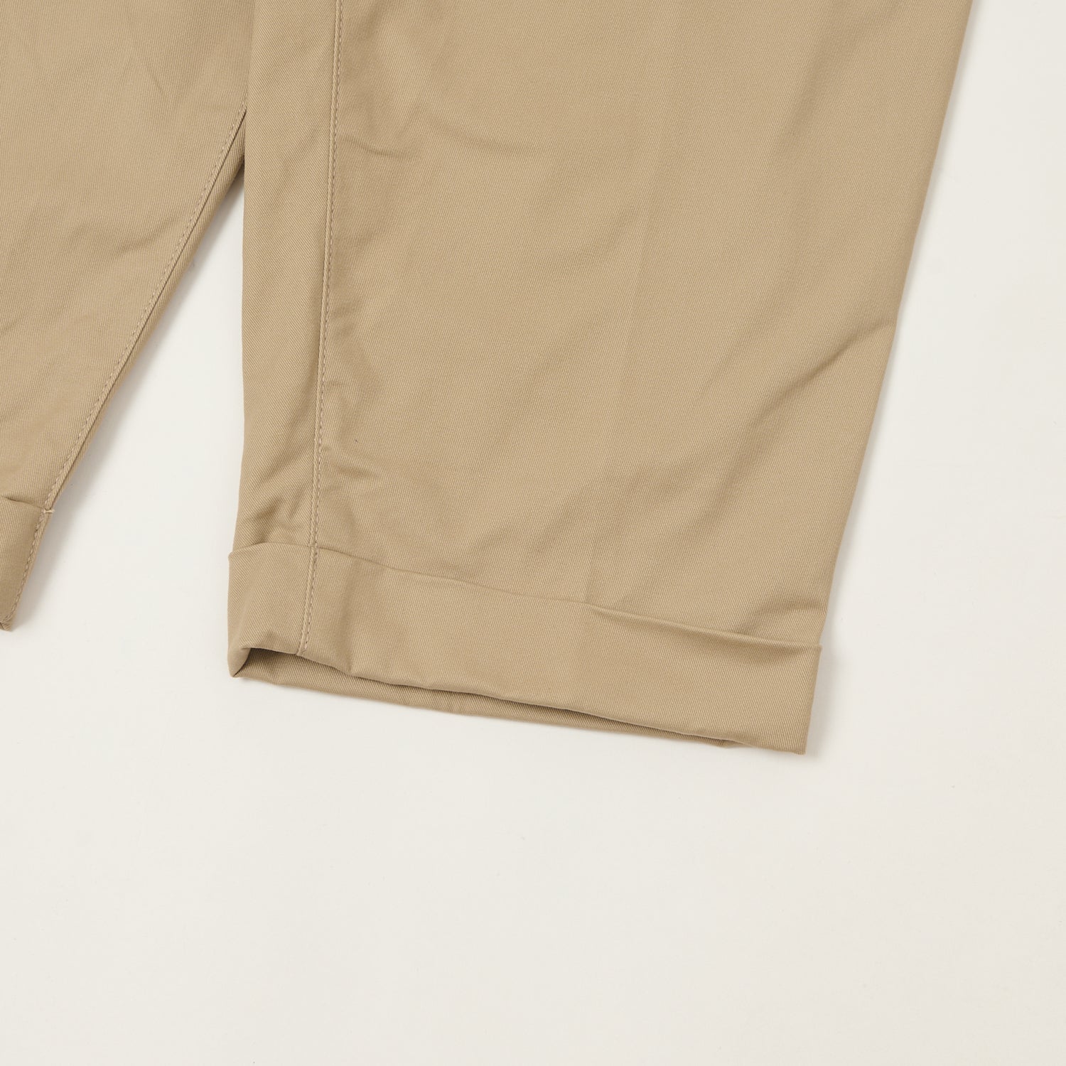 Beams Plus Double Pleat Twill Trousers - Khaki - Image 5