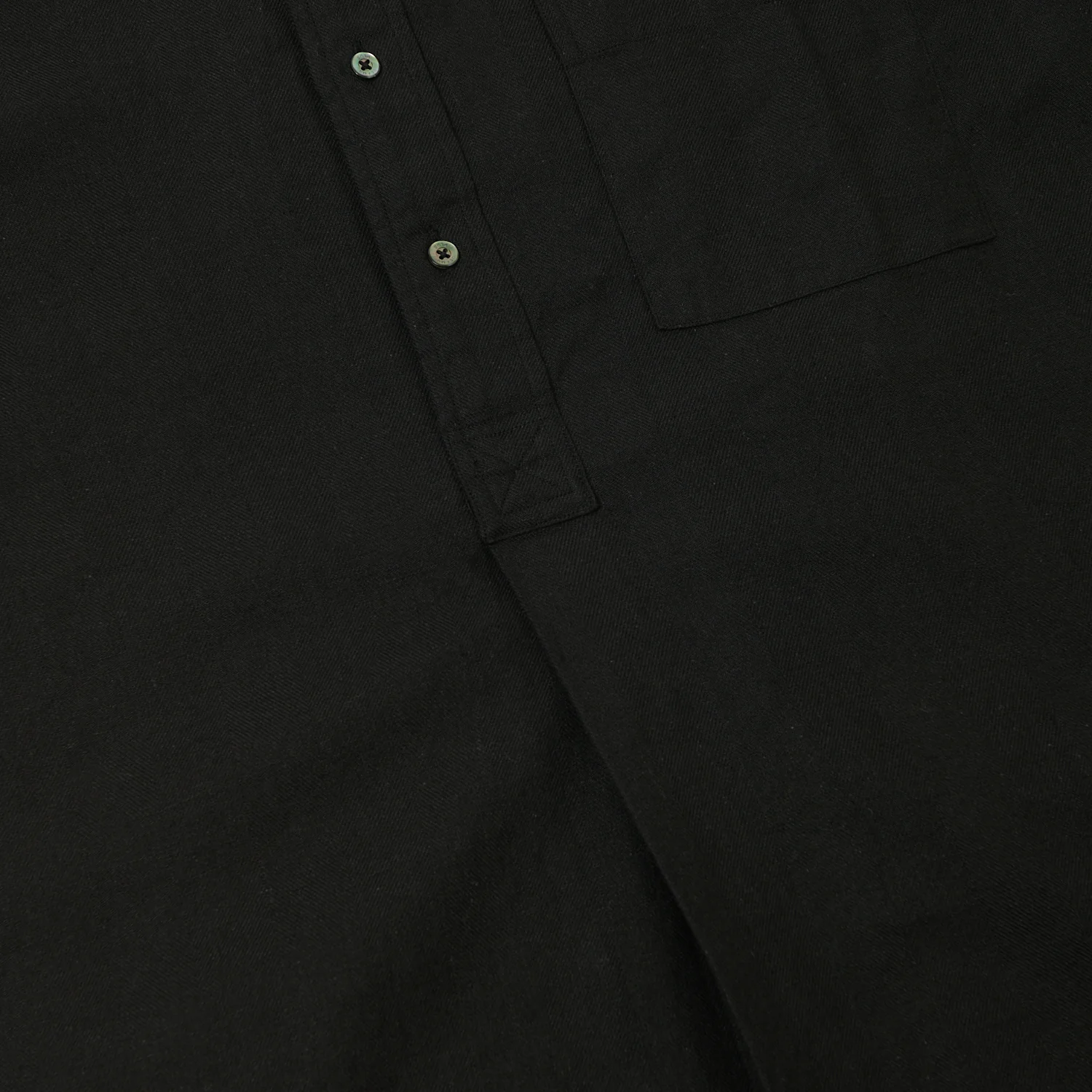 Beams Plus Herringbone Twill Band Collar Pullover Shirt - Black - Image 4