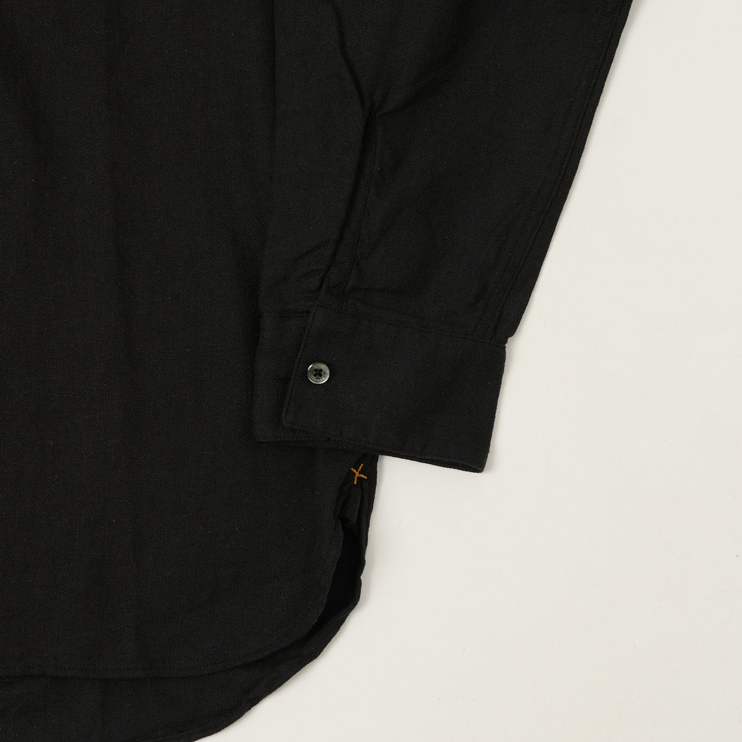 Beams Plus Herringbone Twill Band Collar Pullover Shirt - Black - Image 5
