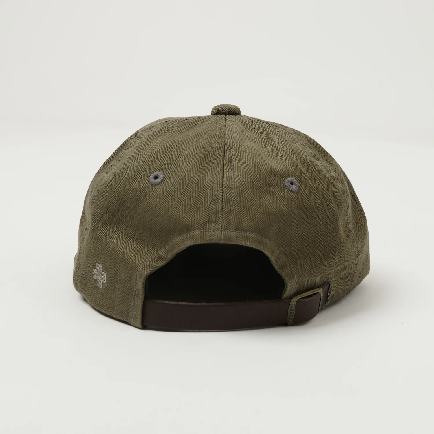 Beams Plus Herringbone Twill Six Panel Baseball Cap - Olive - Image 3
