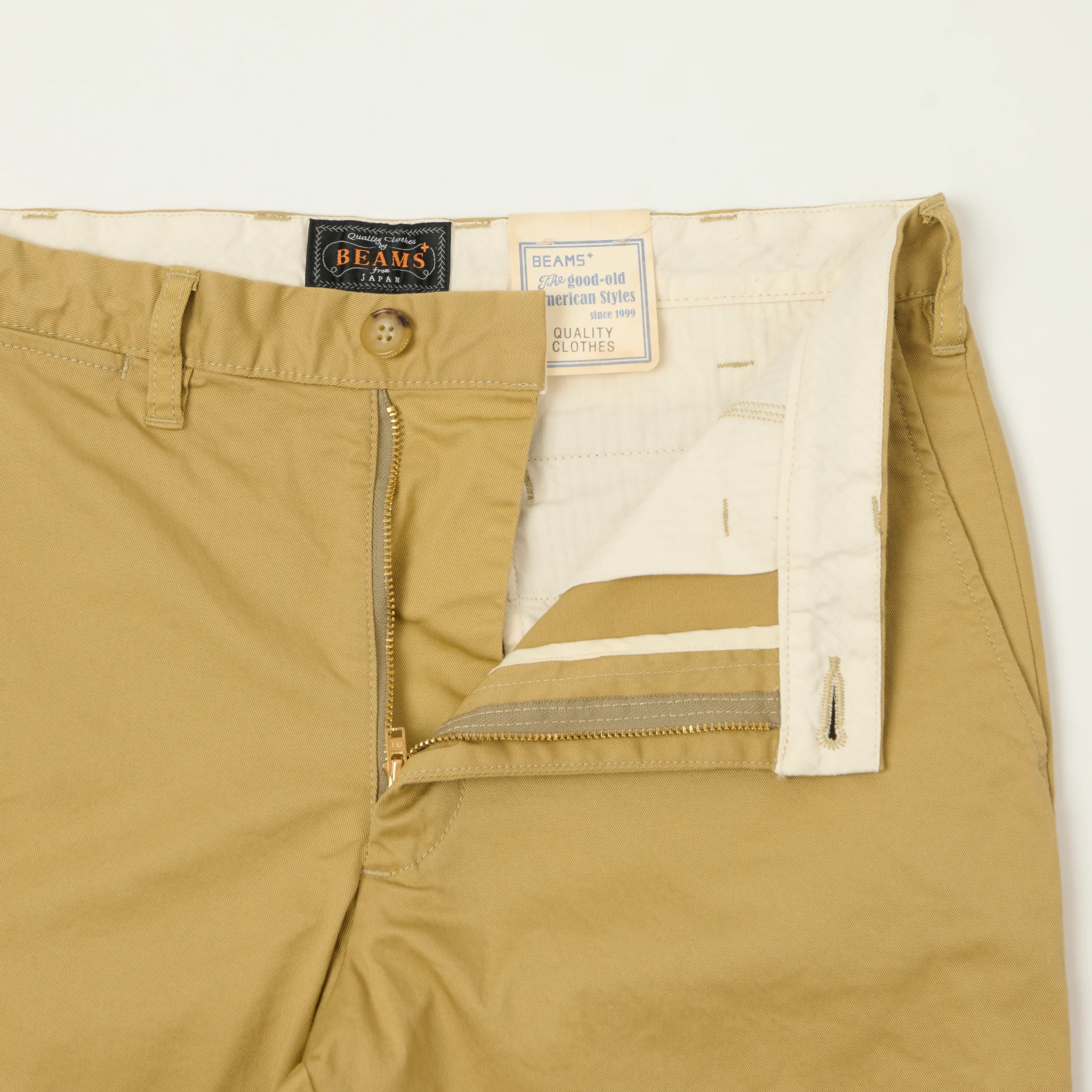 Beams Plus Chino Twill 'Ivy' Shorts - Beige - Image 2