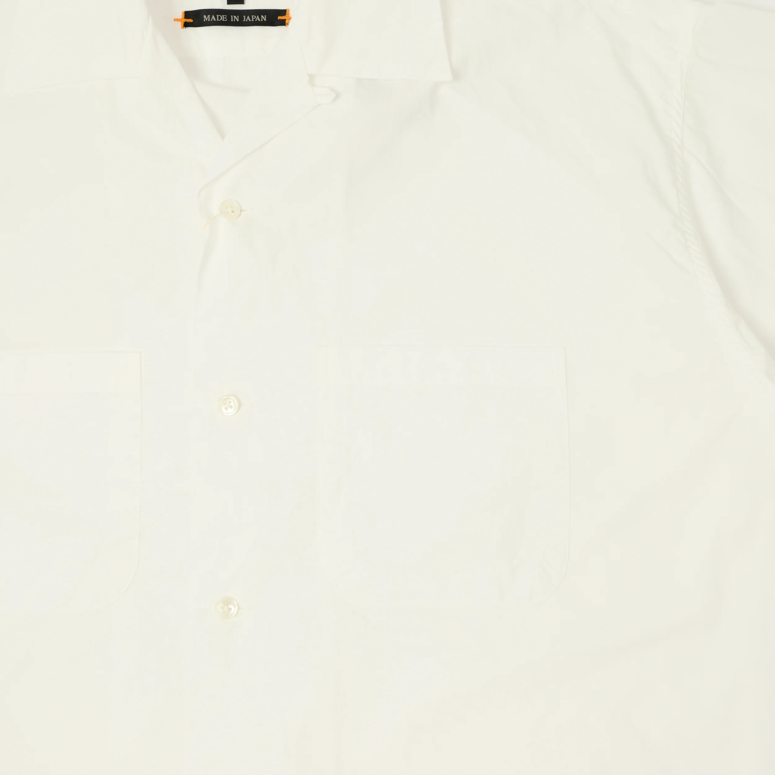 Beams Plus Open Collar Short Sleeve Peruvian Pima Shirt - White - Image 2