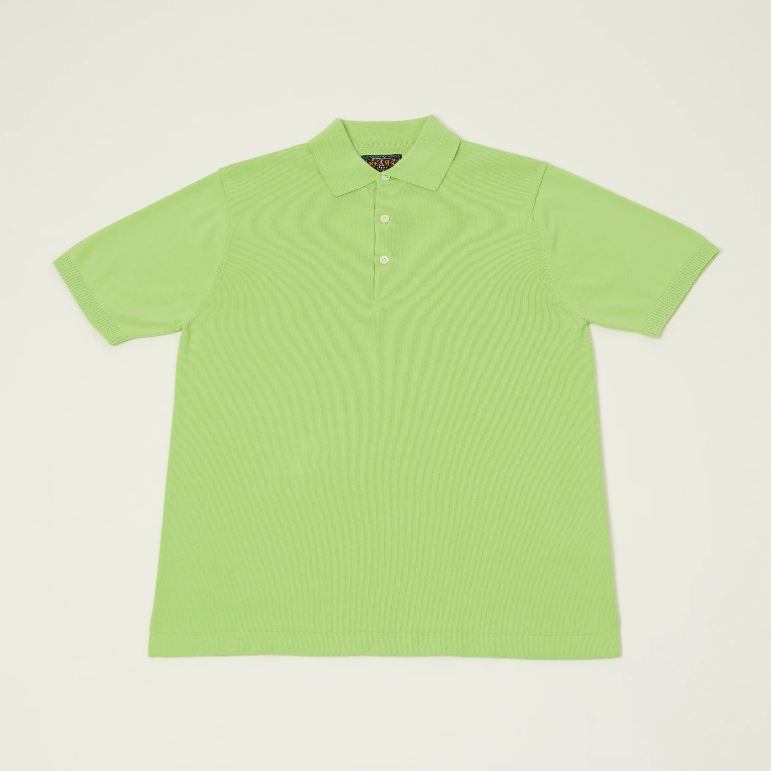 Beams Plus Lightweight Knit Polo Shirt - Light Green