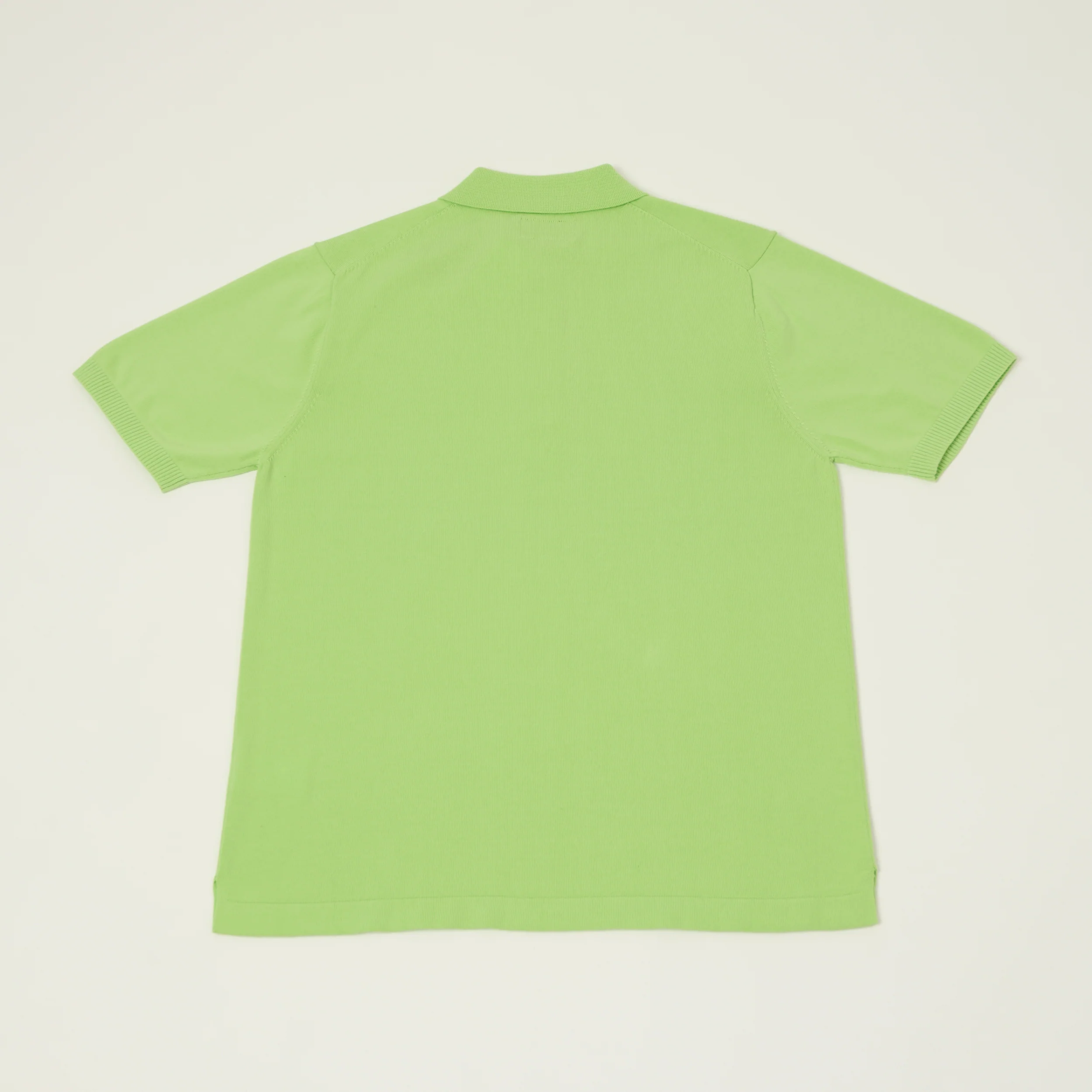 Beams Plus Lightweight Knit Polo Shirt - Light Green - Image 5