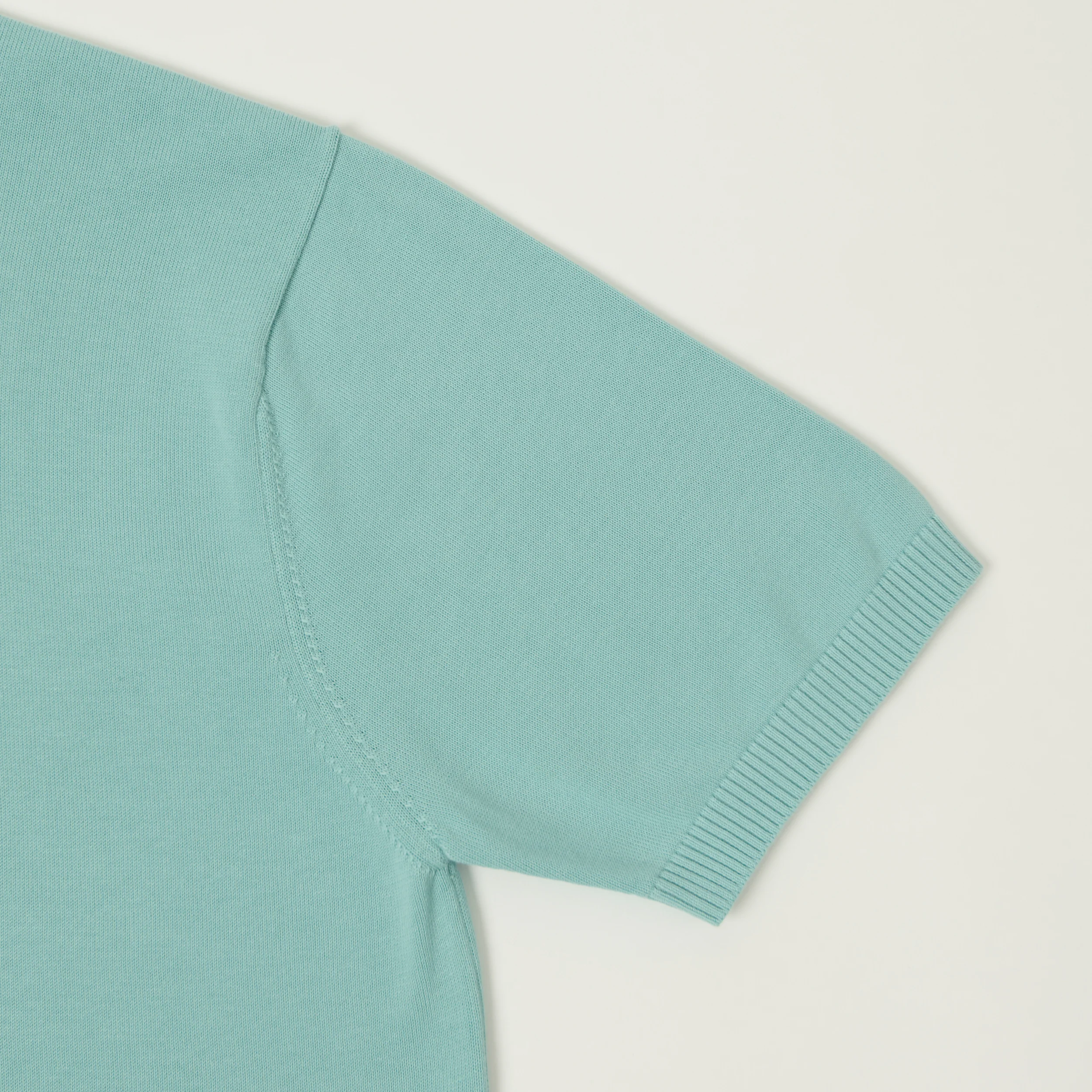 Beams Plus Lightweight Knit Polo Shirt - Turquoise - Image 3