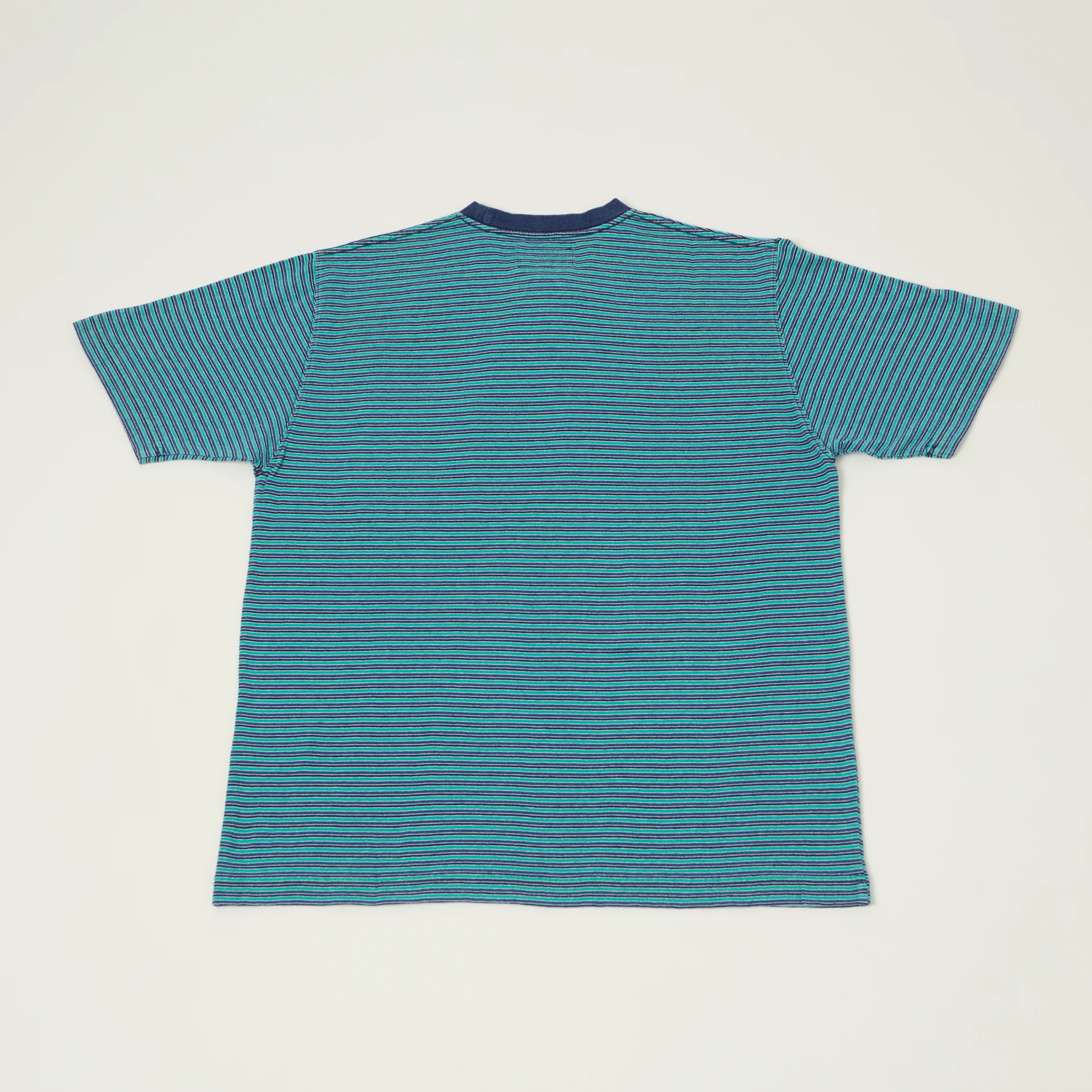 Beams Plus Stripe Pocket T-Shirt - Green/Blue - Image 4