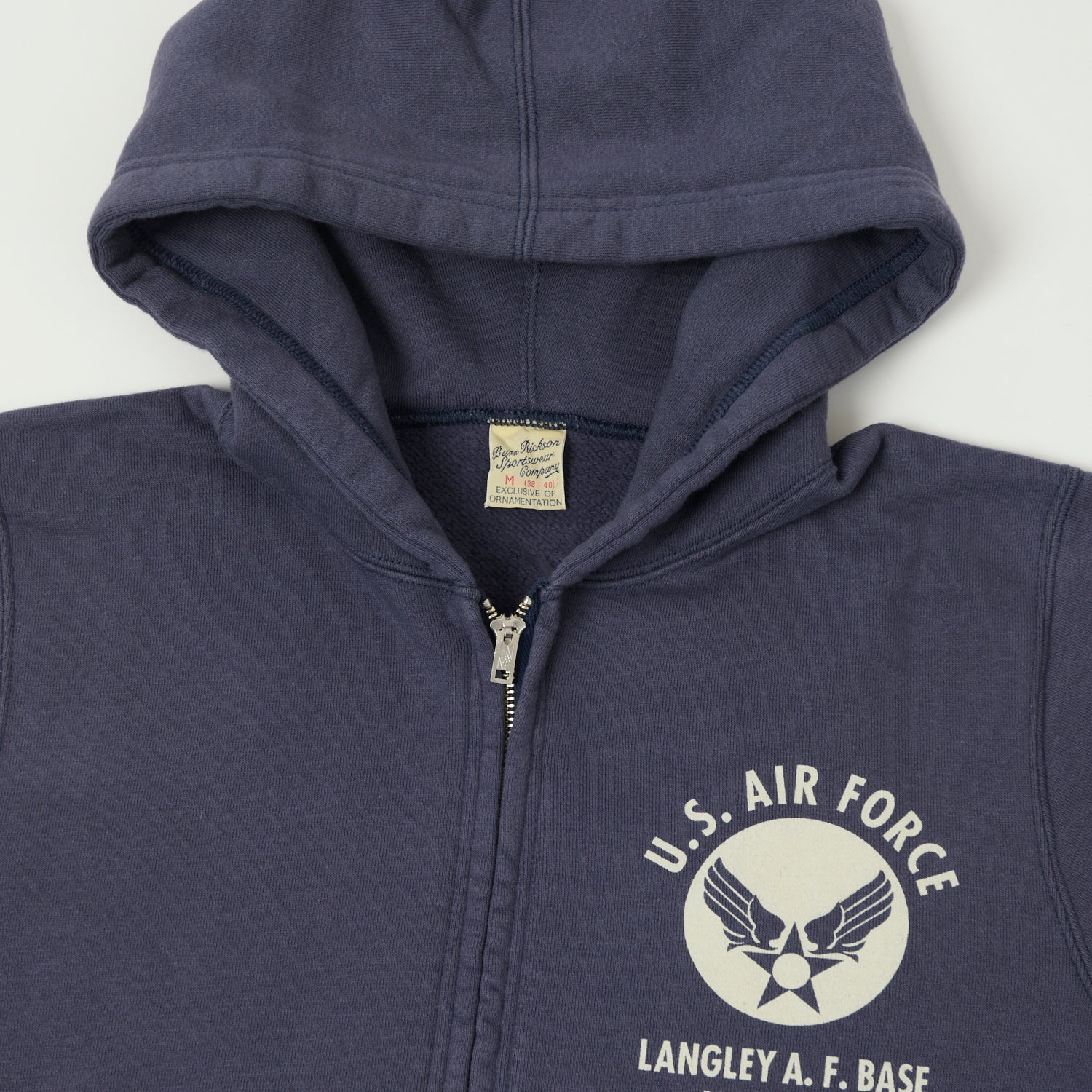Buzz Rickson's U.S.A.F Full Zip Sweat Parka - Navy - Image 3