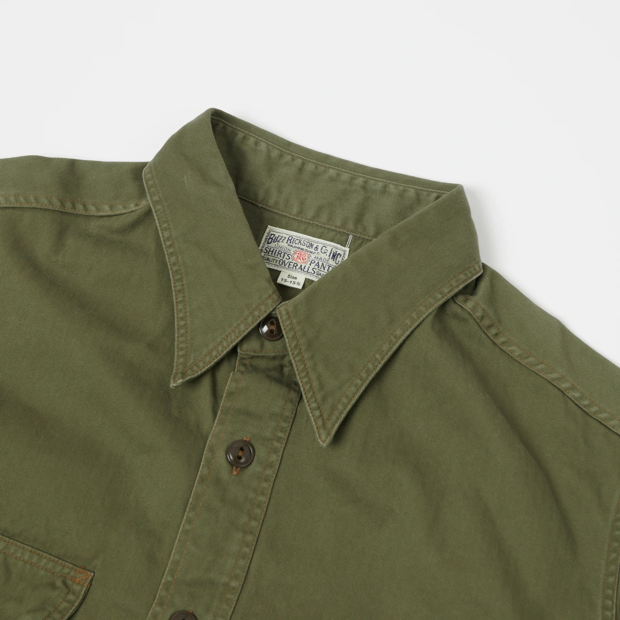 Buzz Rickson's Herringbone Work Shirt - Olive - Image 2