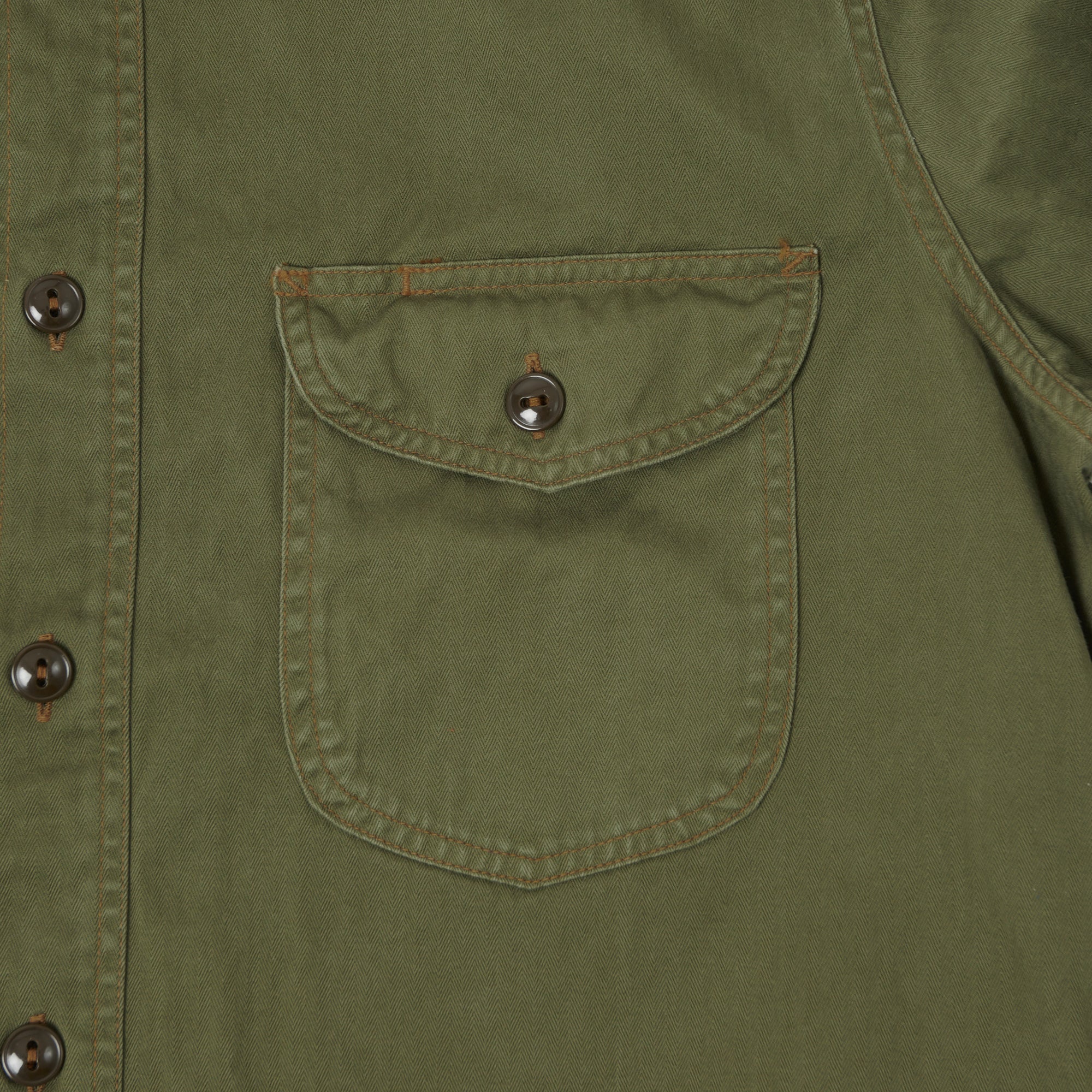 Buzz Rickson's Herringbone Work Shirt - Olive - Image 3