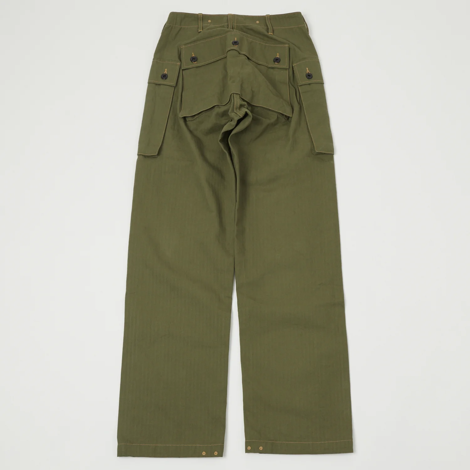 Buzz Rickson's U.S. Marine Corps P44 Herringbone 'Monkey Pants' - Olive - Image 7