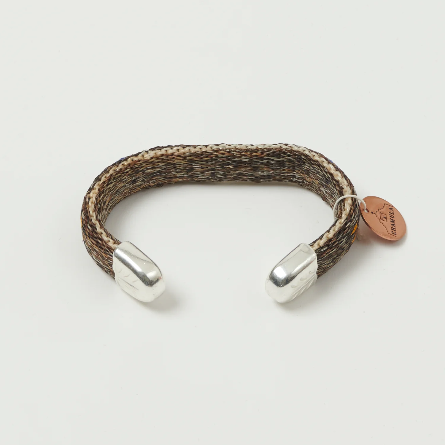 Chamula Bendable Horsehair Bracelet - Nature/Turquoise/Blue - Image 2