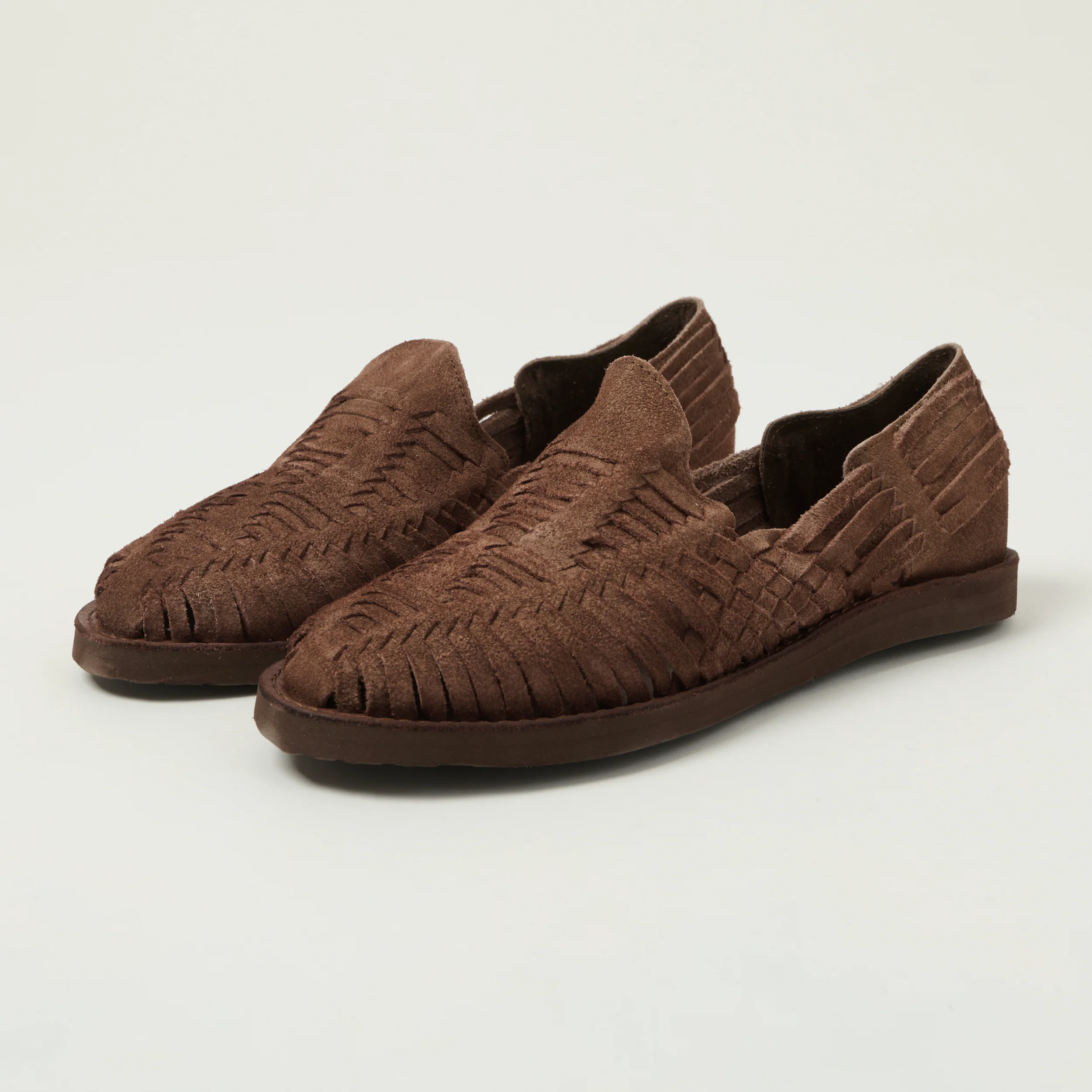 Chamula Cancun Woven Huarache Suede Shoe - Cafe