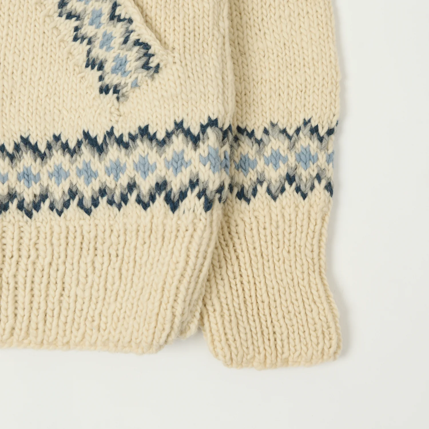 Chamula Merino Wool 'Fair Isle #3' Zip Through Cardigan - Ivory - Image 3