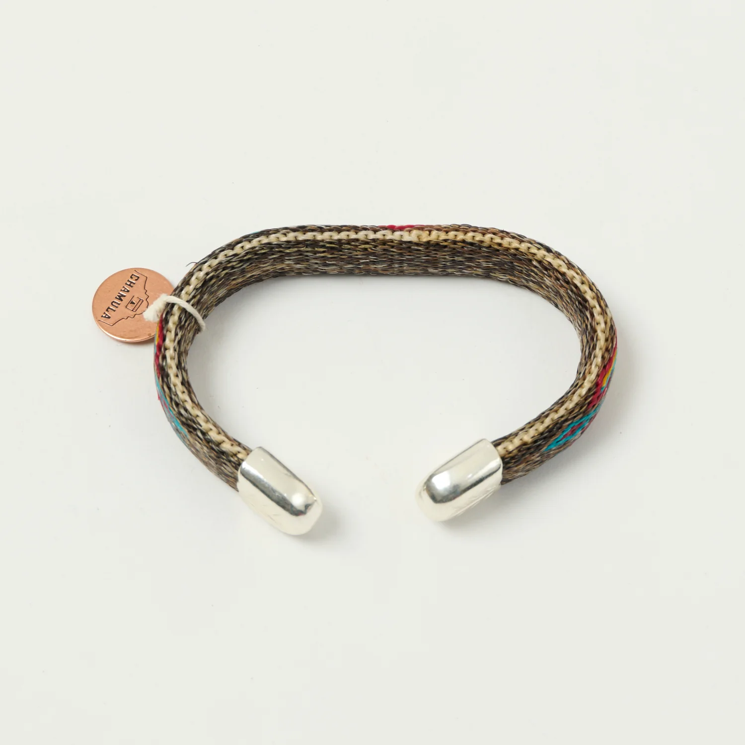 Chamula Bendable Horsehair Bracelet - Red/Brown/Turquoise - Image 2