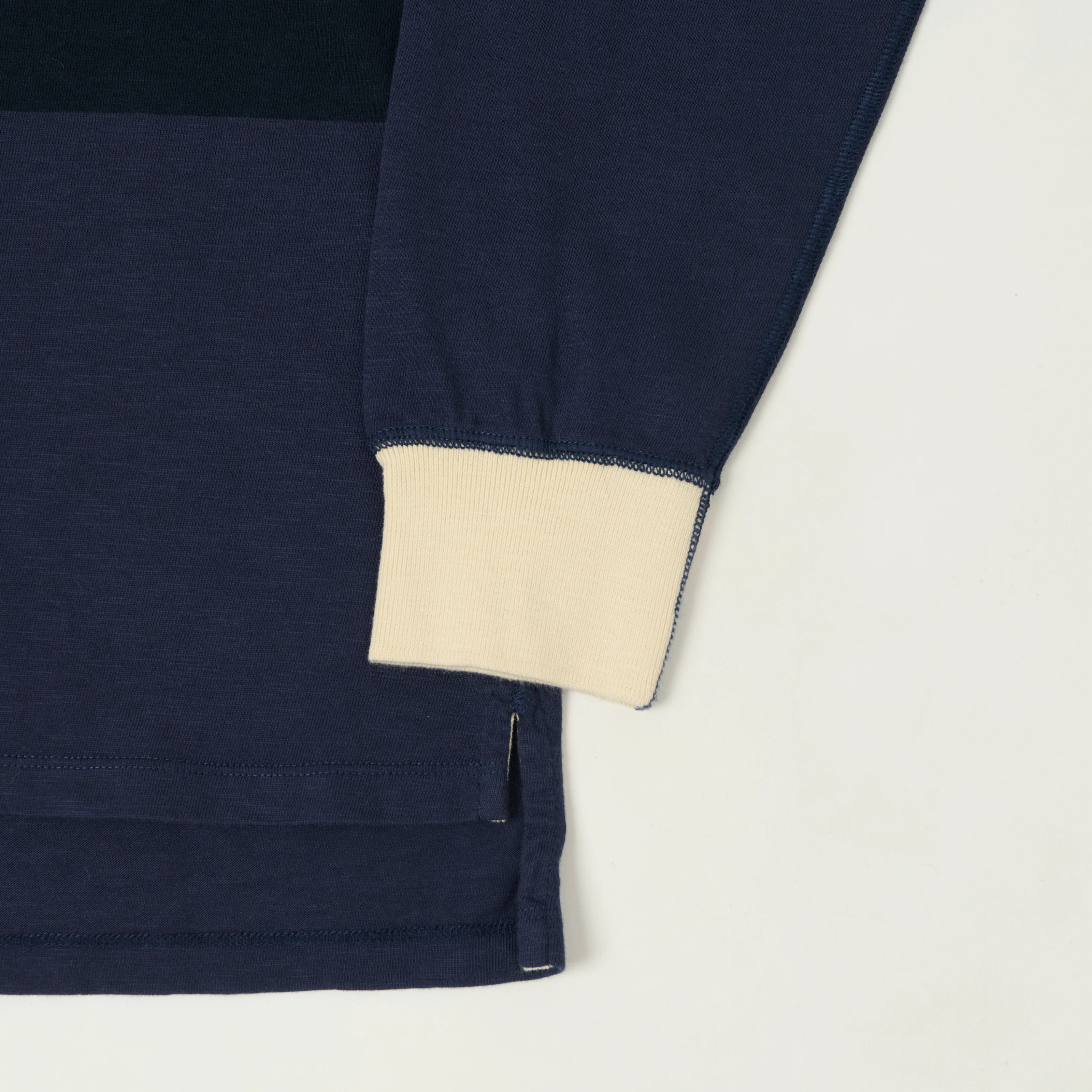 Drake's Mock Neck Rugby Shirt - Dark Navy/Ecru - Image 3
