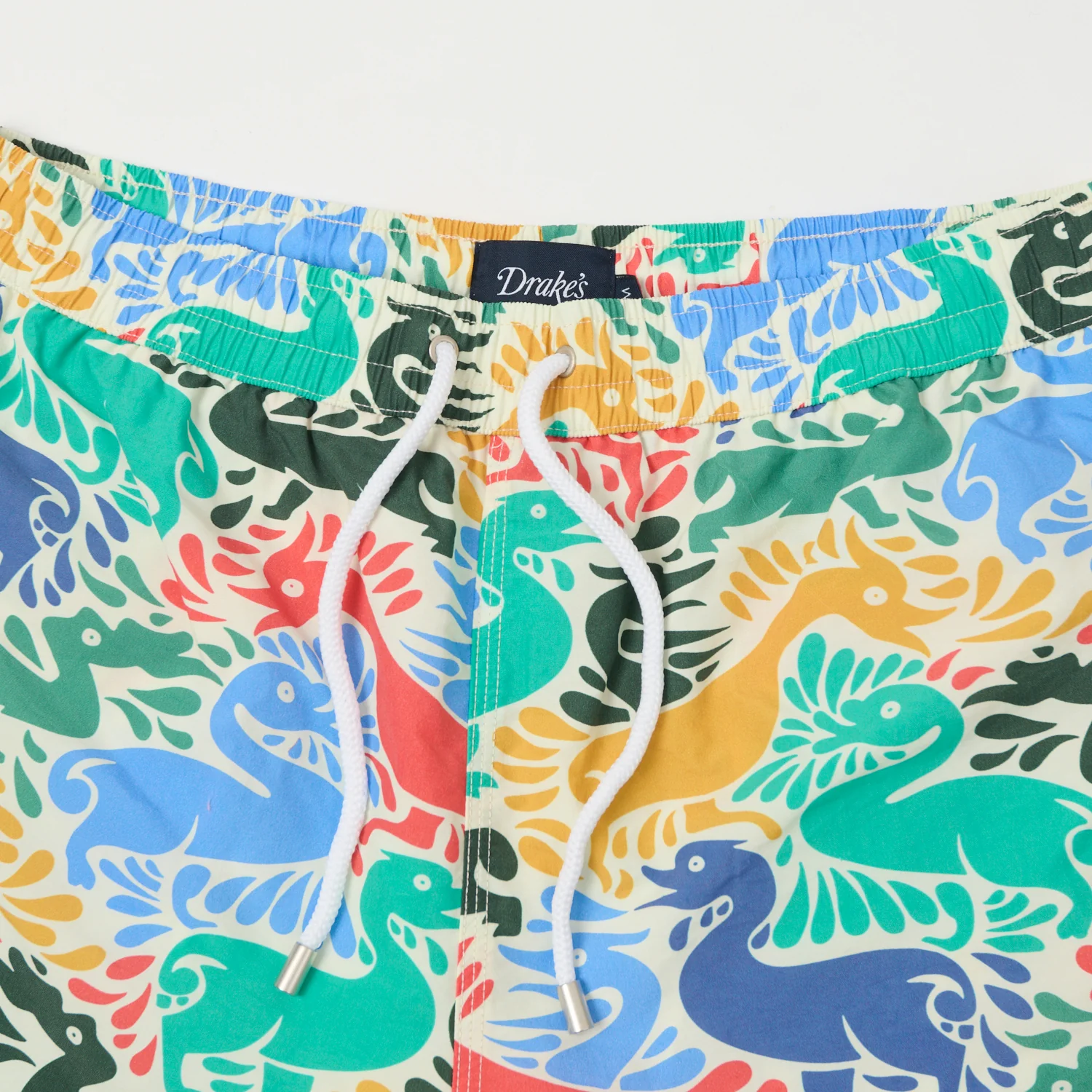 Drake's Ducks Print Drawstring Swim Shorts - Ecru/Multi - Image 2