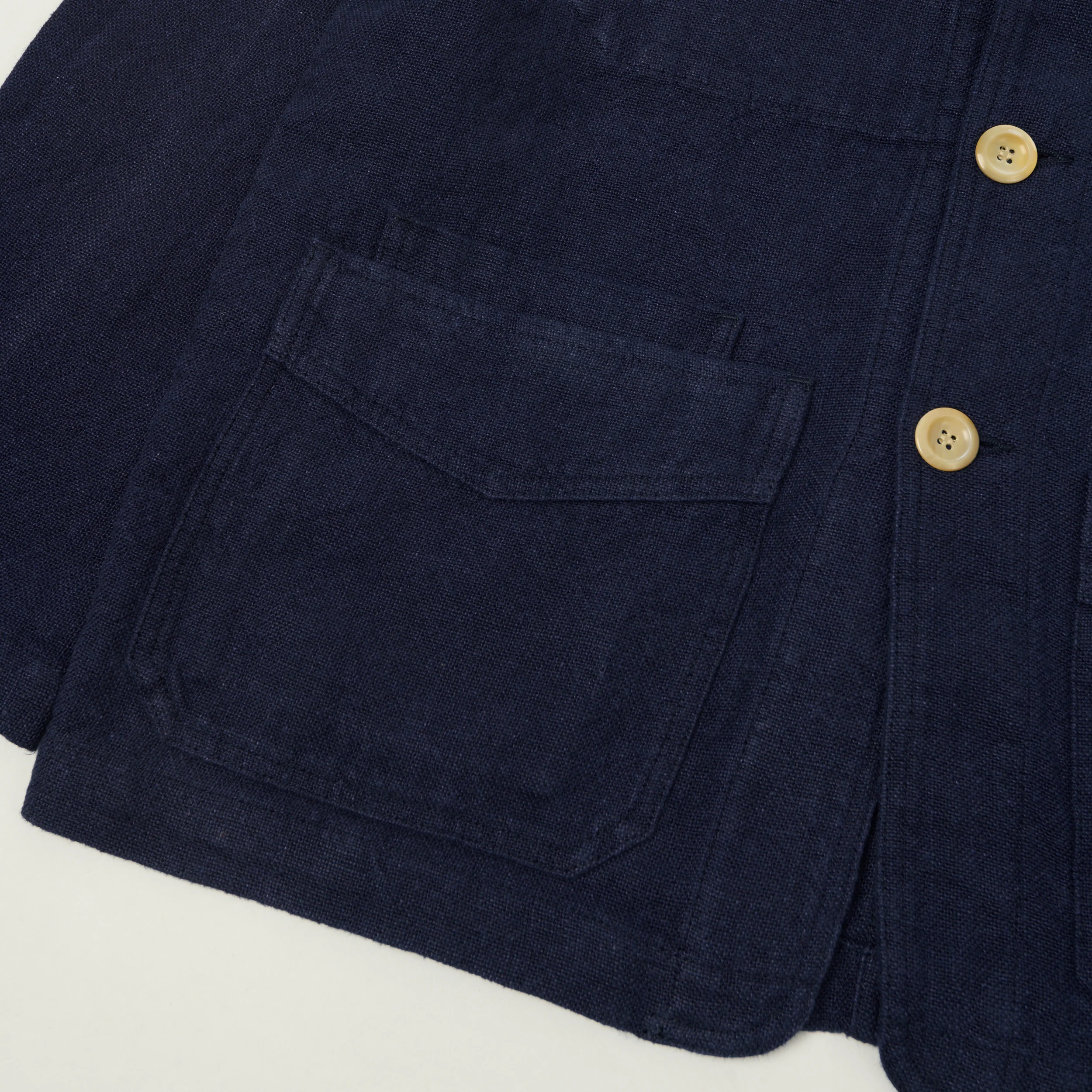Drake's Heavy Linen 5-Pocket Chore Jacket - Navy - Image 3