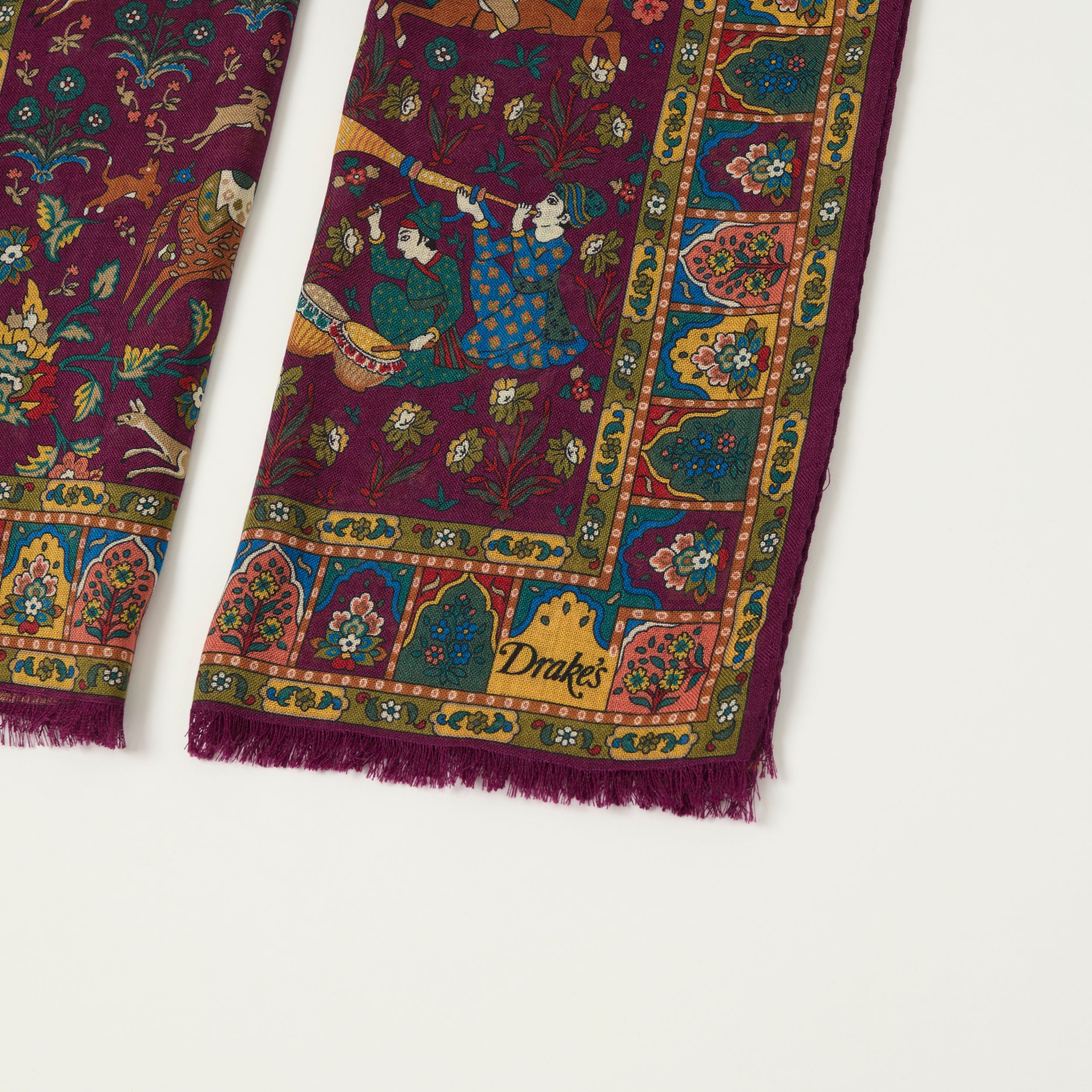 Drake's 'Moghul Garden' Wool/Silk Scarf - Burgundy - Image 2