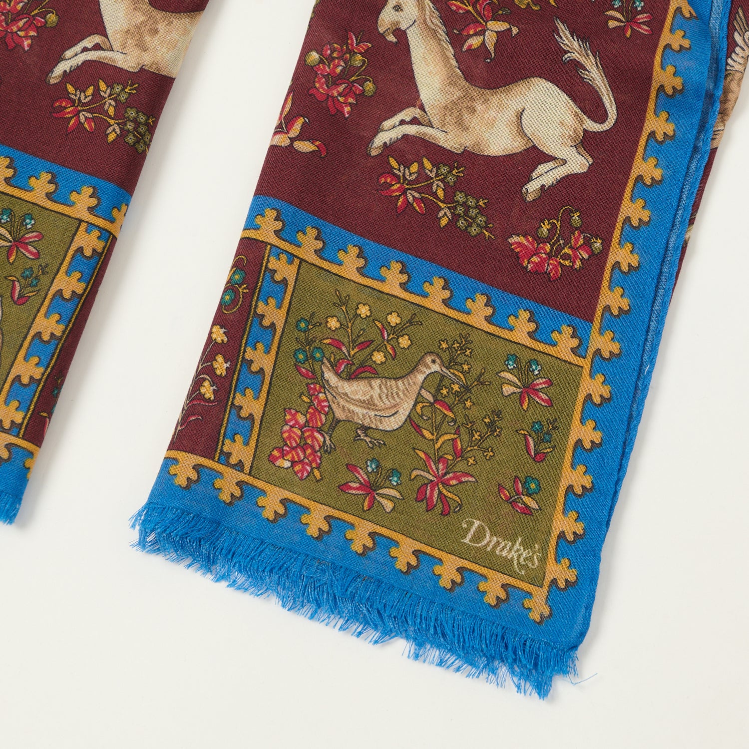 Drake's 'Unicorn' Wool/Silk Scarf - Burgundy - Image 2