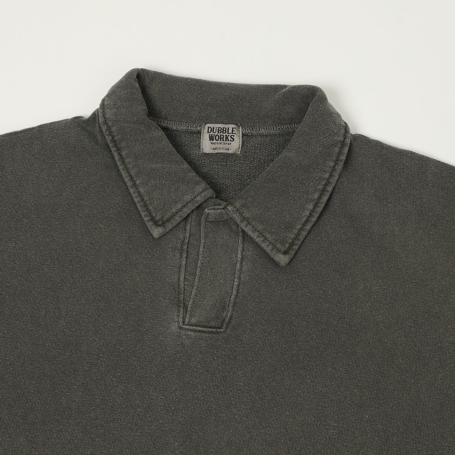 Dubbleworks Cut Off Sleeve Pigment Dyed Sweat Polo Shirt - Black - Image 2