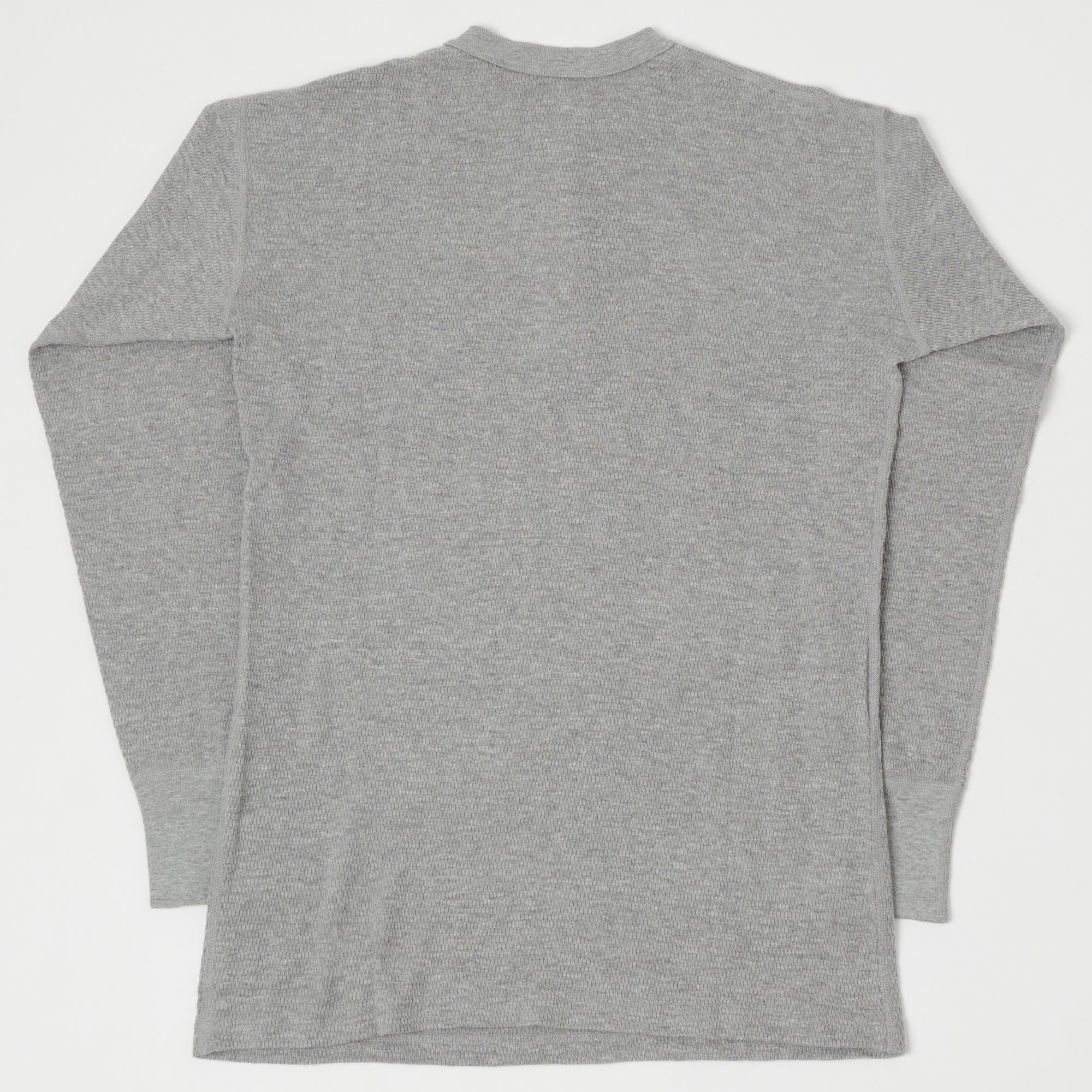 Dubbleworks Long Sleeve Thermal Henley - Heather Grey - Image 3