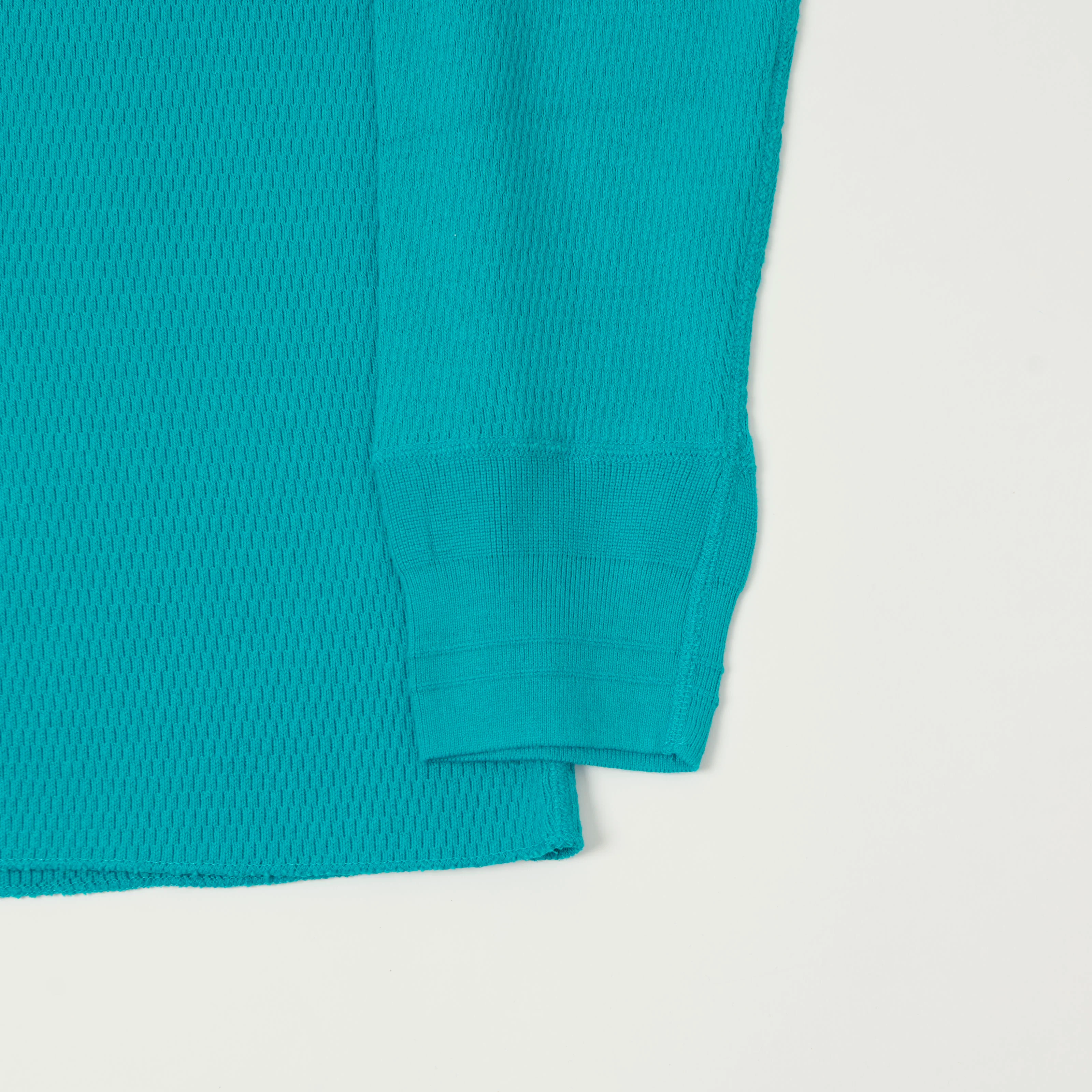 FilMelange 'Dan' Honeycomb Knit Thermal T-Shirt - Teal Blue - Image 3