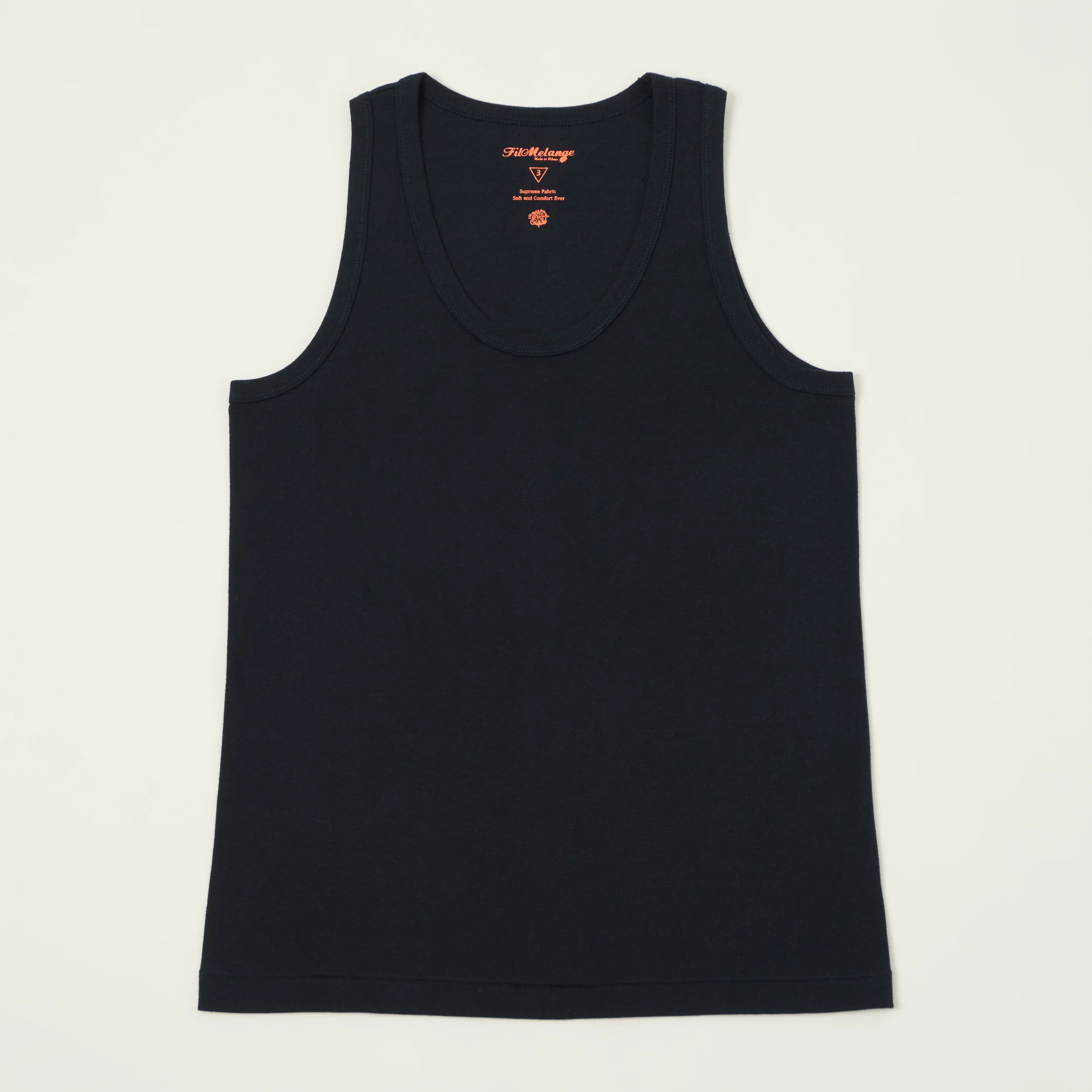 FilMelange 'Ryan' Organic Cotton Rib Vest - Black Navy