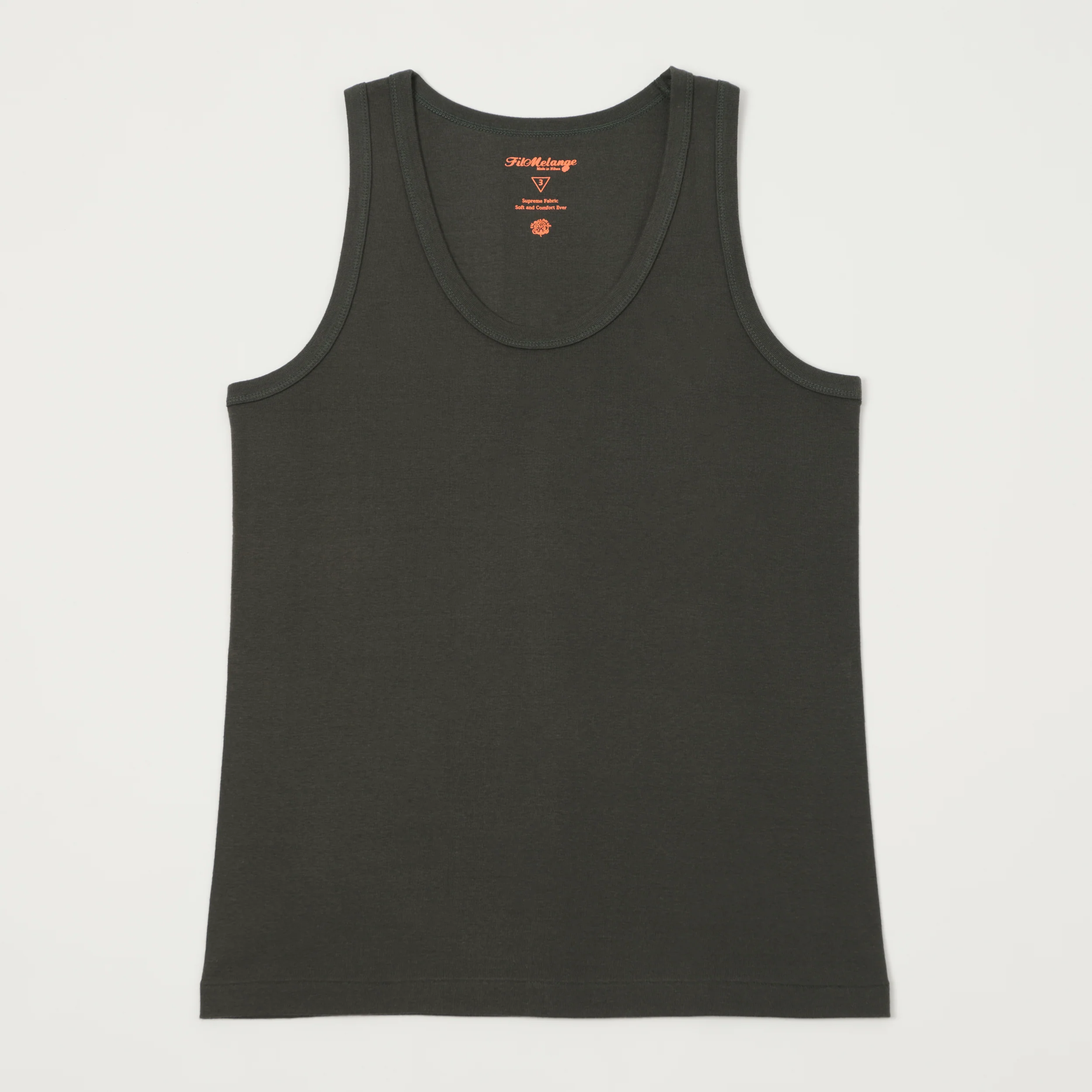 FilMelange 'Ryan' Organic Cotton Rib Vest - Charcoal/Khaki