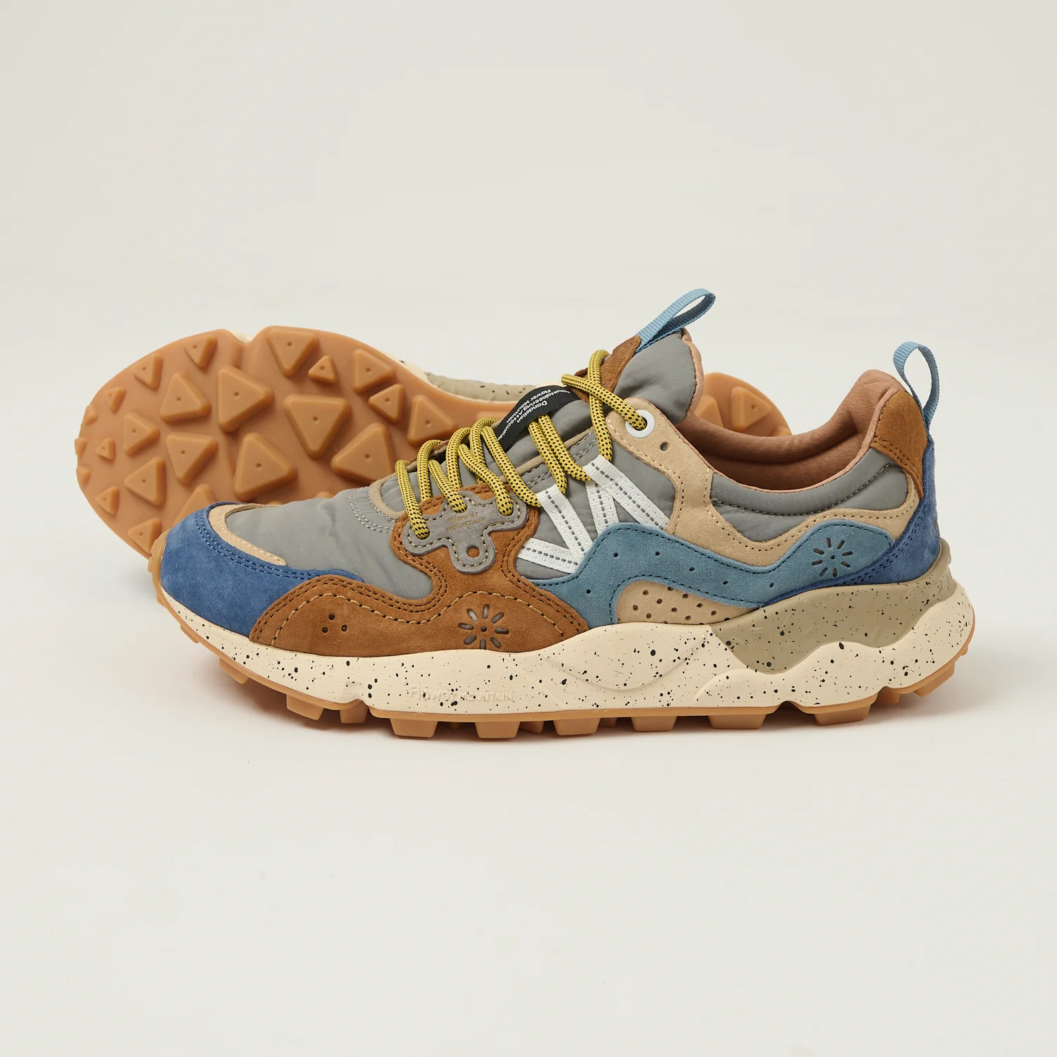 Flower Mountain Yamano 3 Suede/Nylon Sneaker - Brown/Deep Petrol/Light Blue - Image 4
