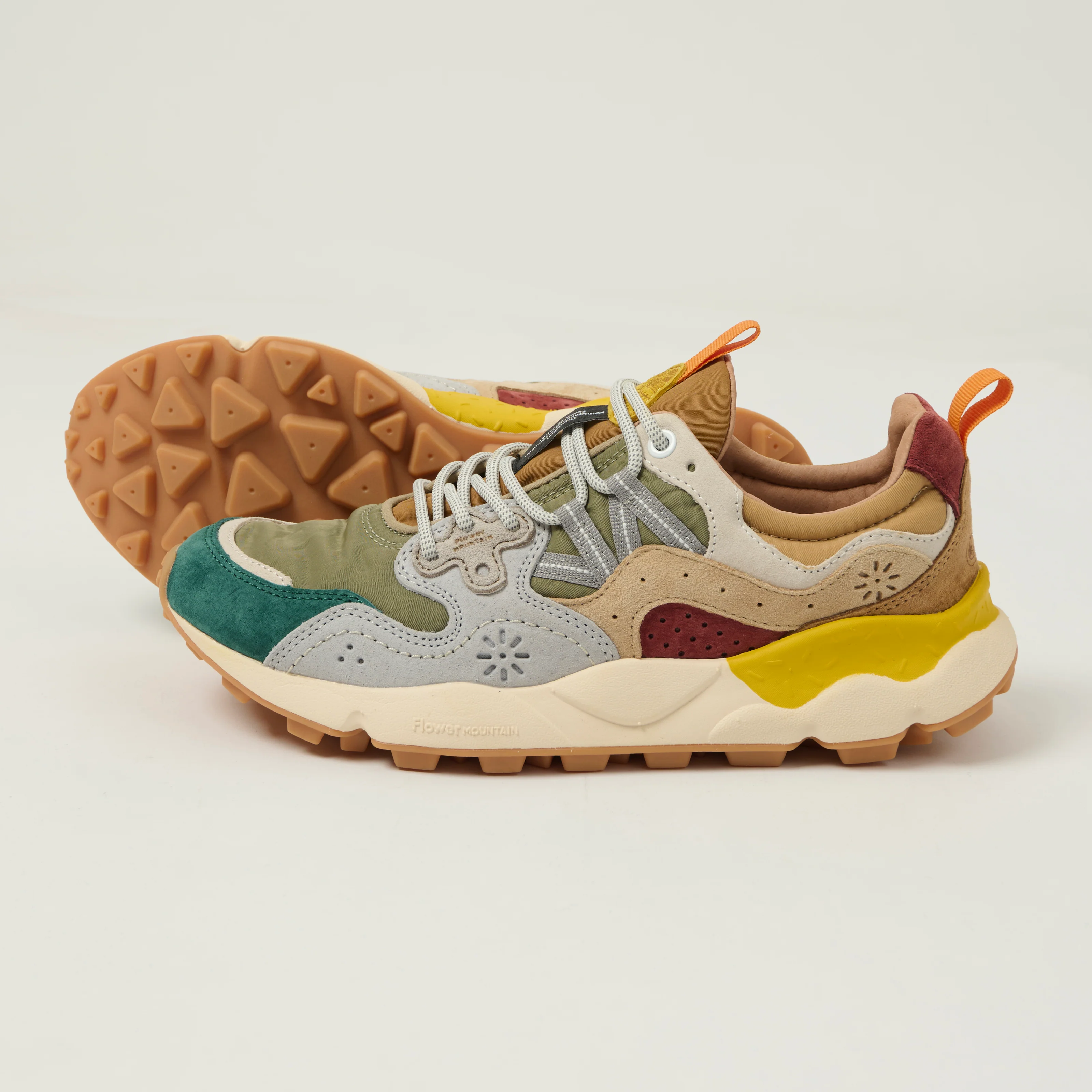 Flower Mountain Yamano 3 Suede/Nylon Sneaker - Dark Petrol/Light Grey/Mud - Image 2