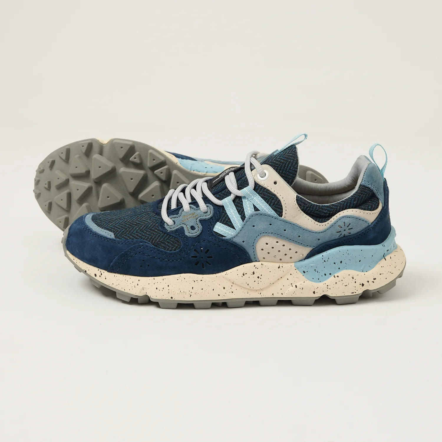 Flower Mountain Yamano 3 Suede/Woolen Knit - Black/Light Blue/Off White - Image 4