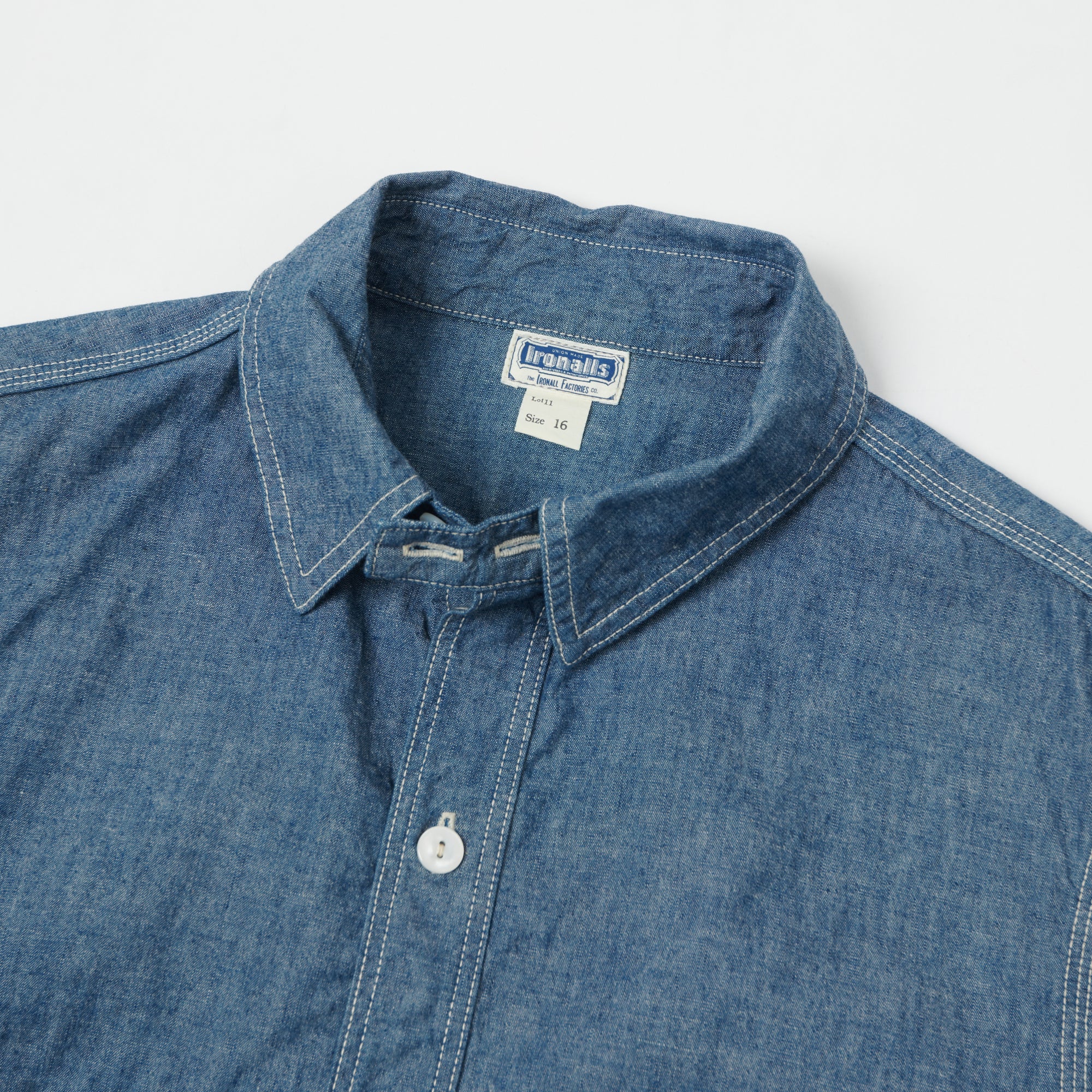 Freewheelers & Co Ironalls Long Sleeve Work Shirt - Indigo Chambray - Image 2