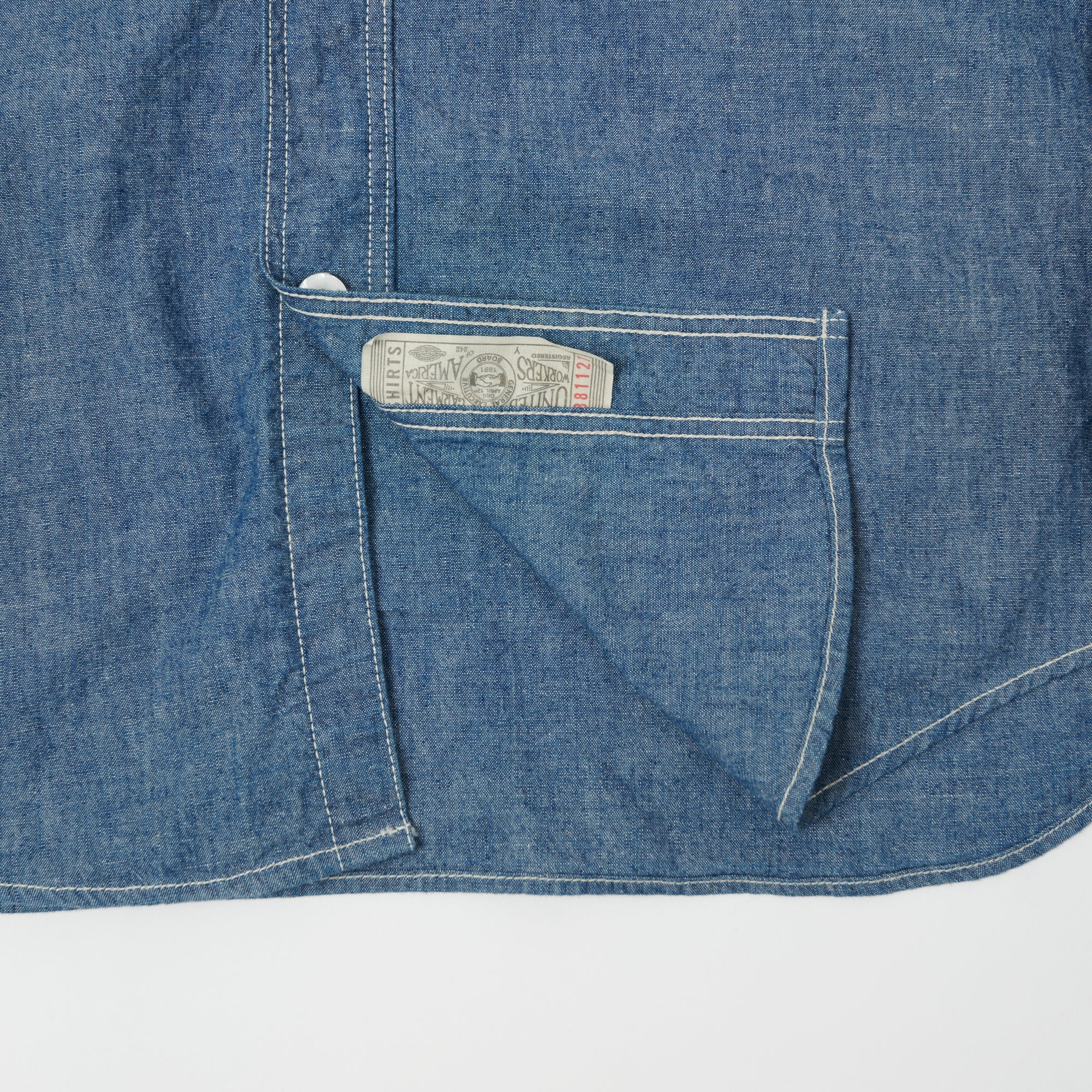 Freewheelers & Co Ironalls Long Sleeve Work Shirt - Indigo Chambray - Image 4
