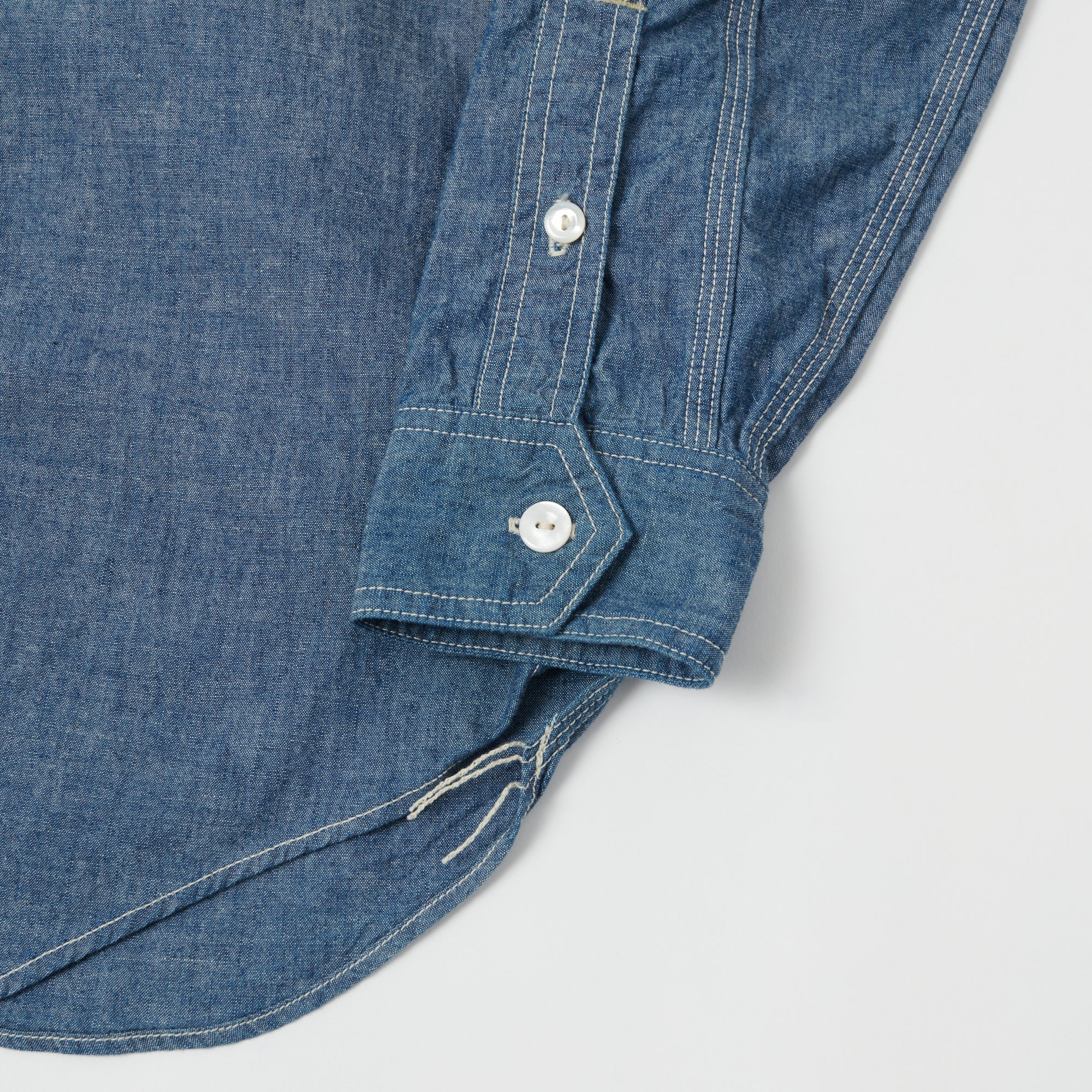 Freewheelers & Co Ironalls Long Sleeve Work Shirt - Indigo Chambray - Image 5