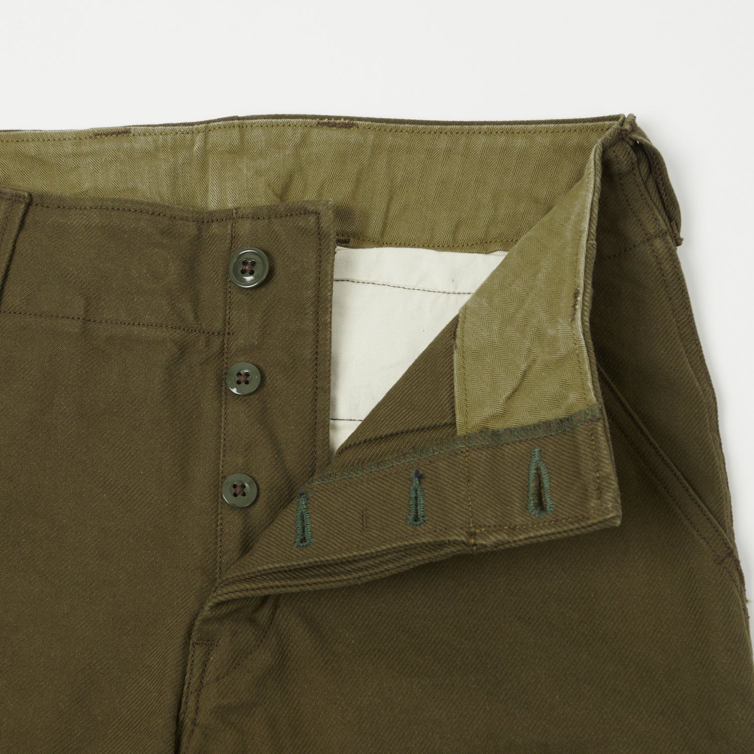 Freewheelers & Co Union Special Overalls Aviators Trouser - Dark Olive - Image 3