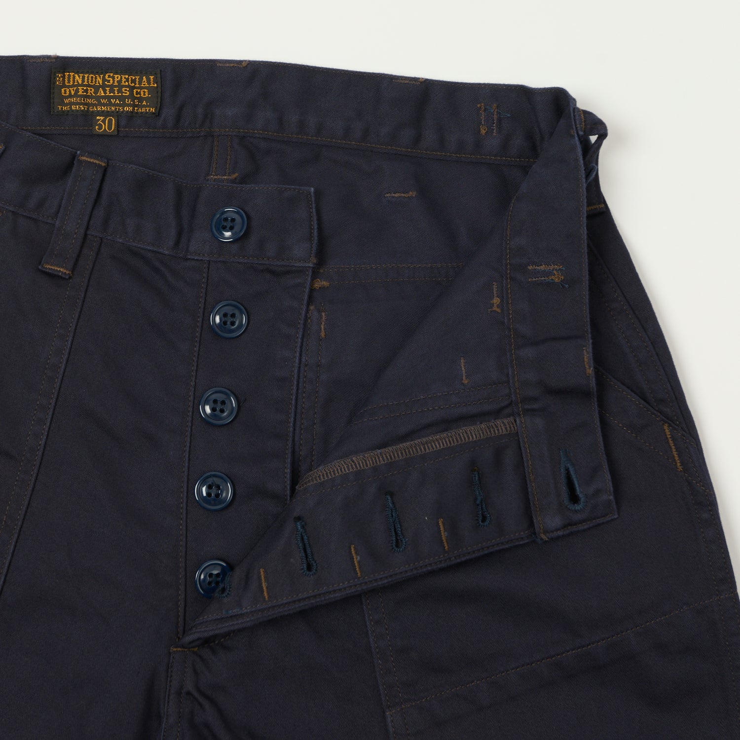 Freewheelers & Co Union Special Overalls 'Sidewinder' Military Short - Dark Red Navy - Image 4