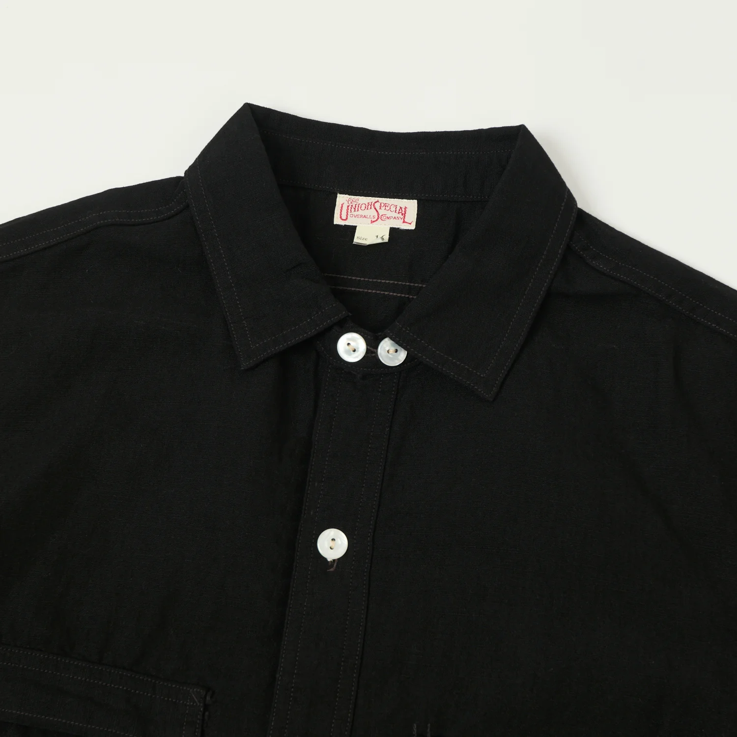 Freewheelers & Co Union Special Overalls 'Big Bertha' S/S Chambray Work Shirt - Black - Image 2