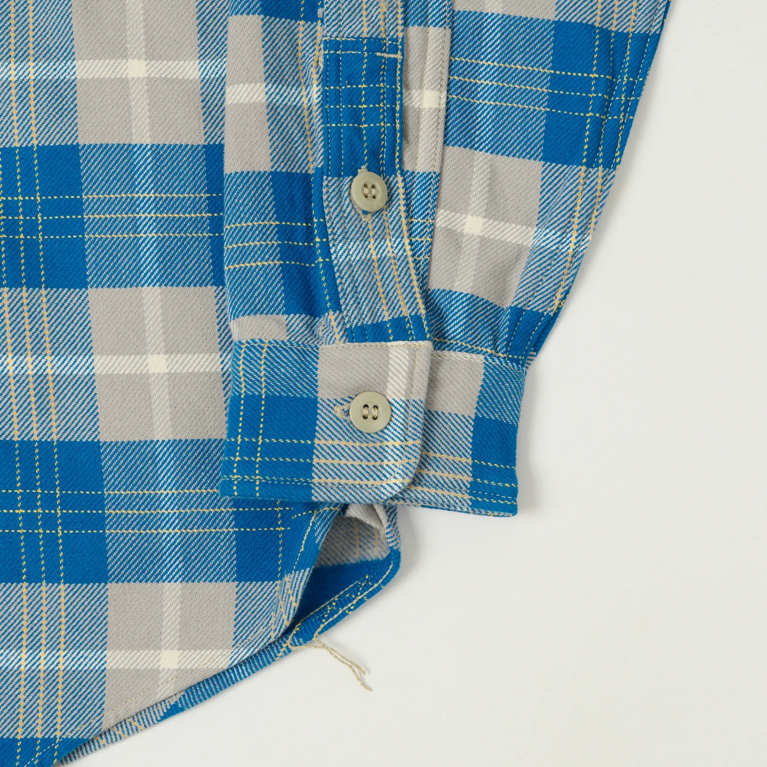 Freewheelers & Co Motor Psyclone 'Nomad' Plaid Work Shirt - Venetian Blue/Grey - Image 3