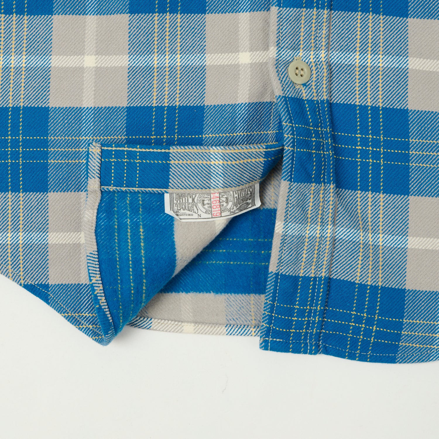 Freewheelers & Co Motor Psyclone 'Nomad' Plaid Work Shirt - Venetian Blue/Grey - Image 4