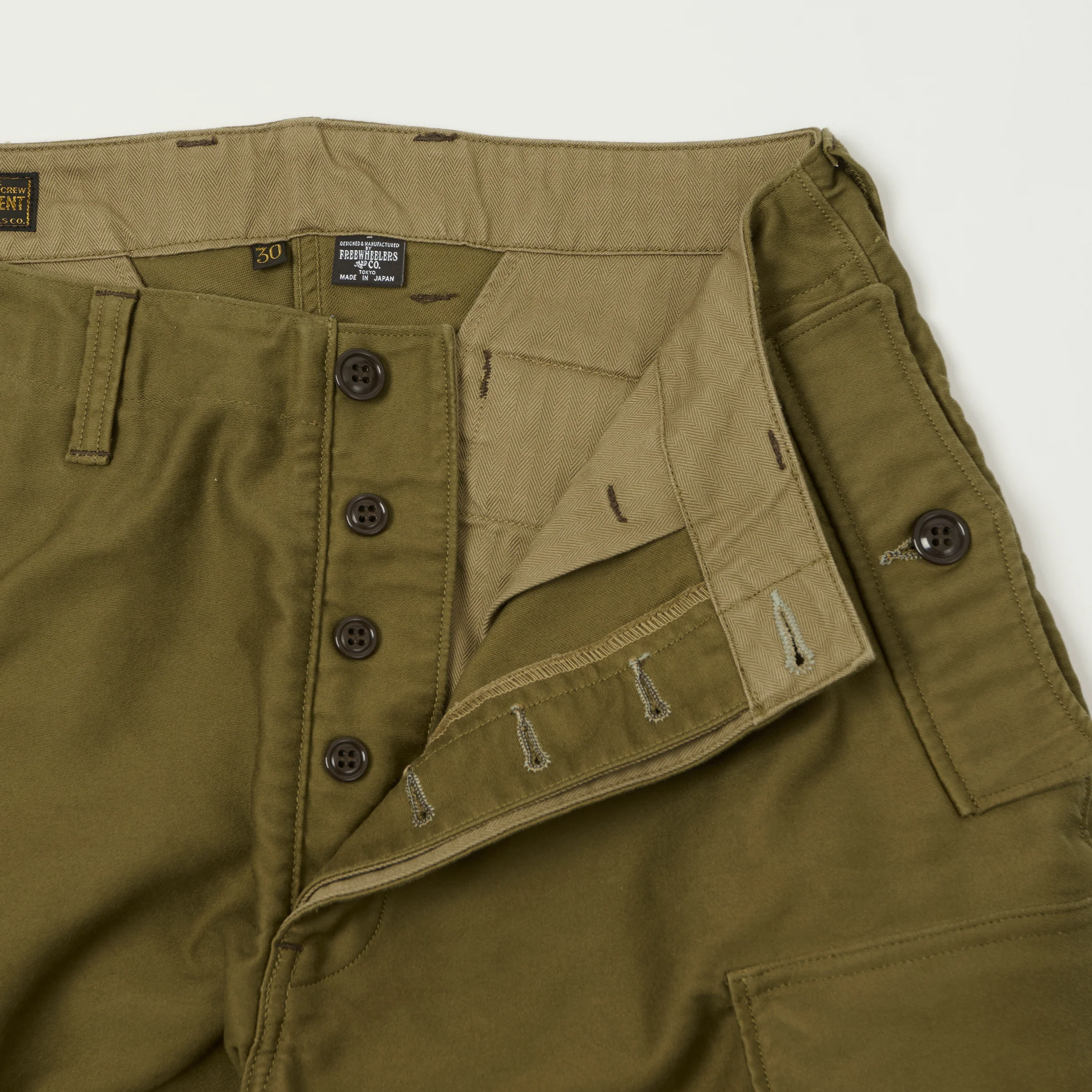 Freewheelers & Co Union Special Overalls 'Ground Crew' Trousers - Khaki Beige - Image 6