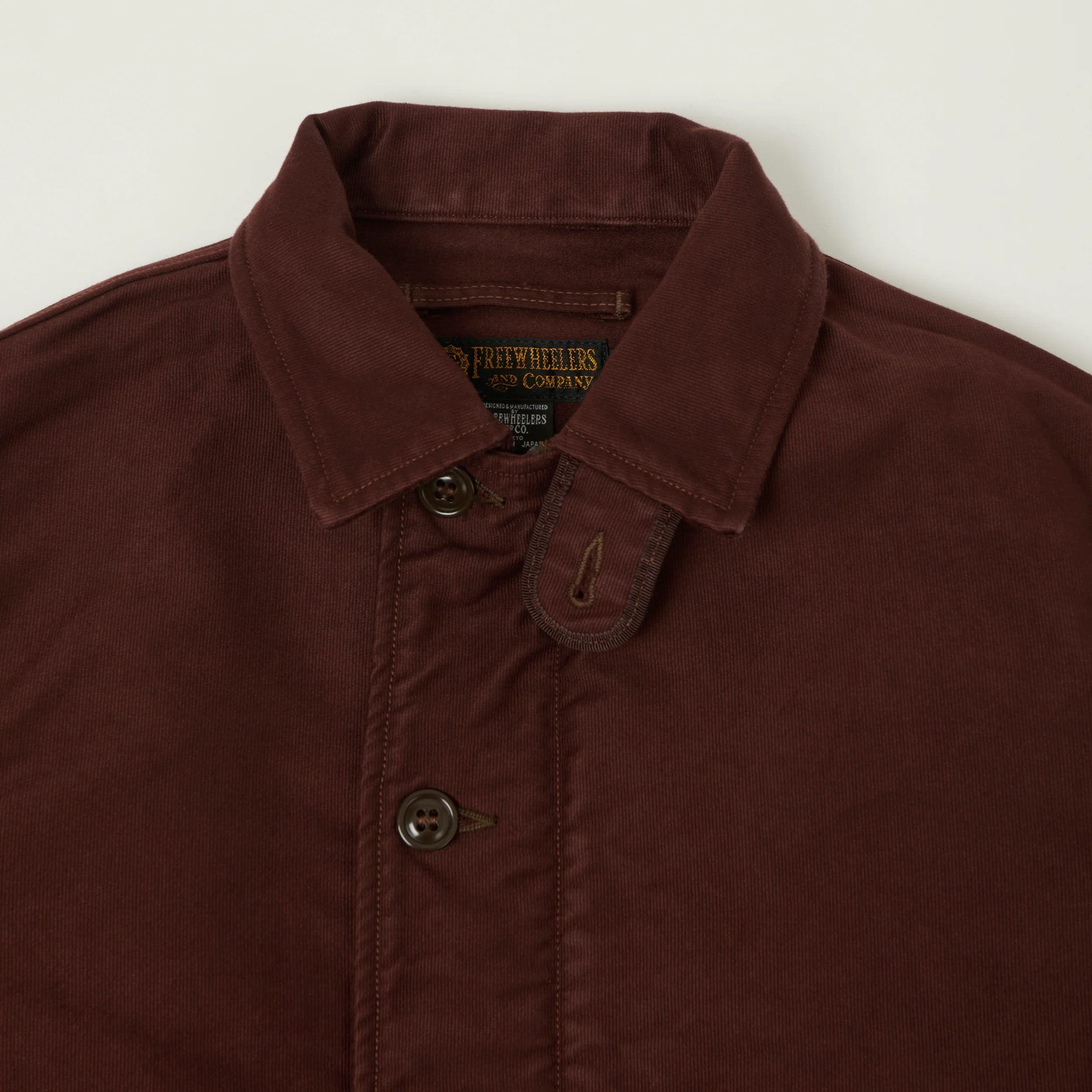 Freewheelers & Co Deck Worker Jacket - Dark Red Brown - Image 2