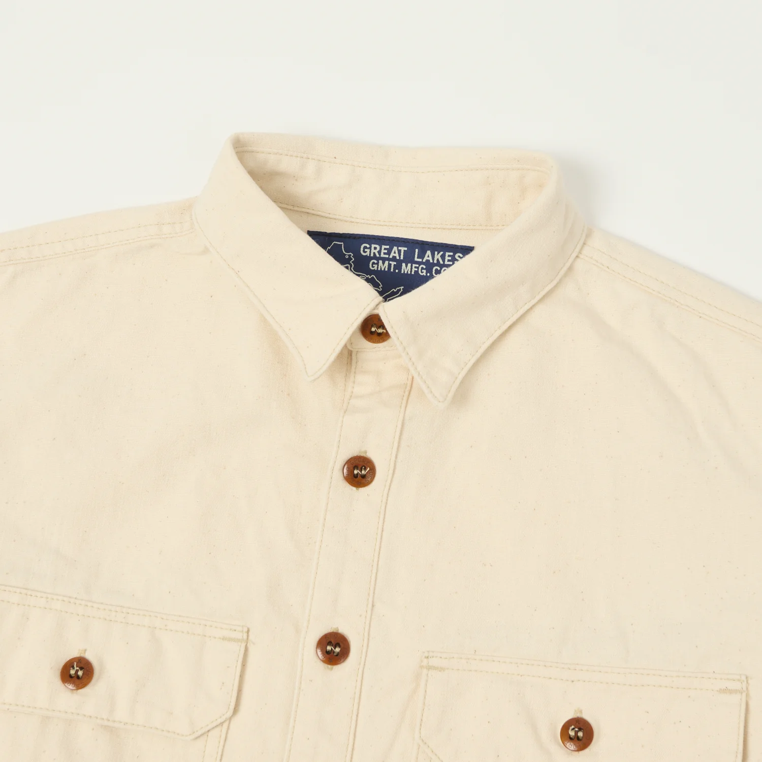 Freewheelers & Co Great Lakes 'Uplander' L/S Work Shirt - Natural - Image 2