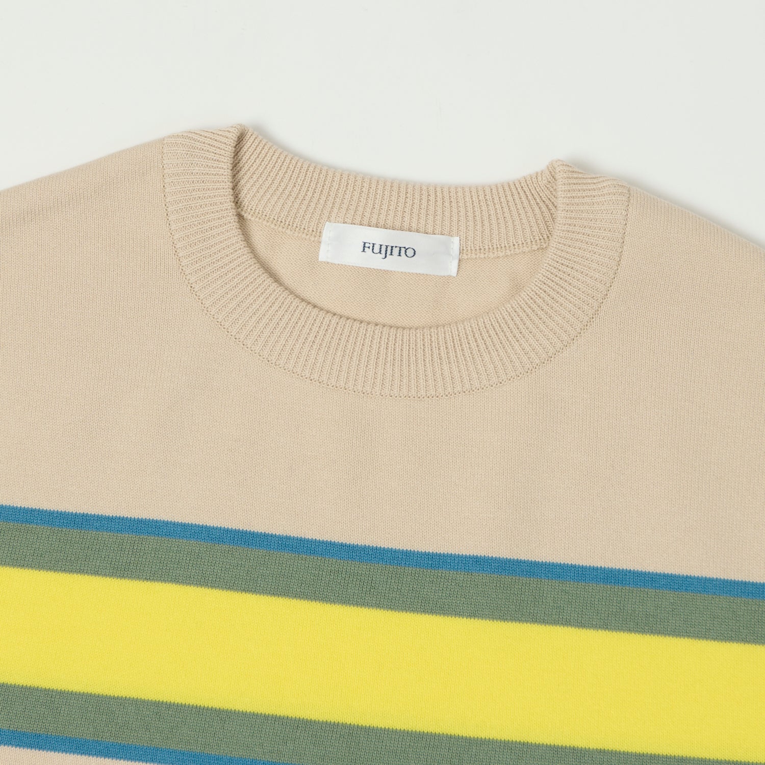 Fujito Border Knit T-Shirt - Beige - Image 2