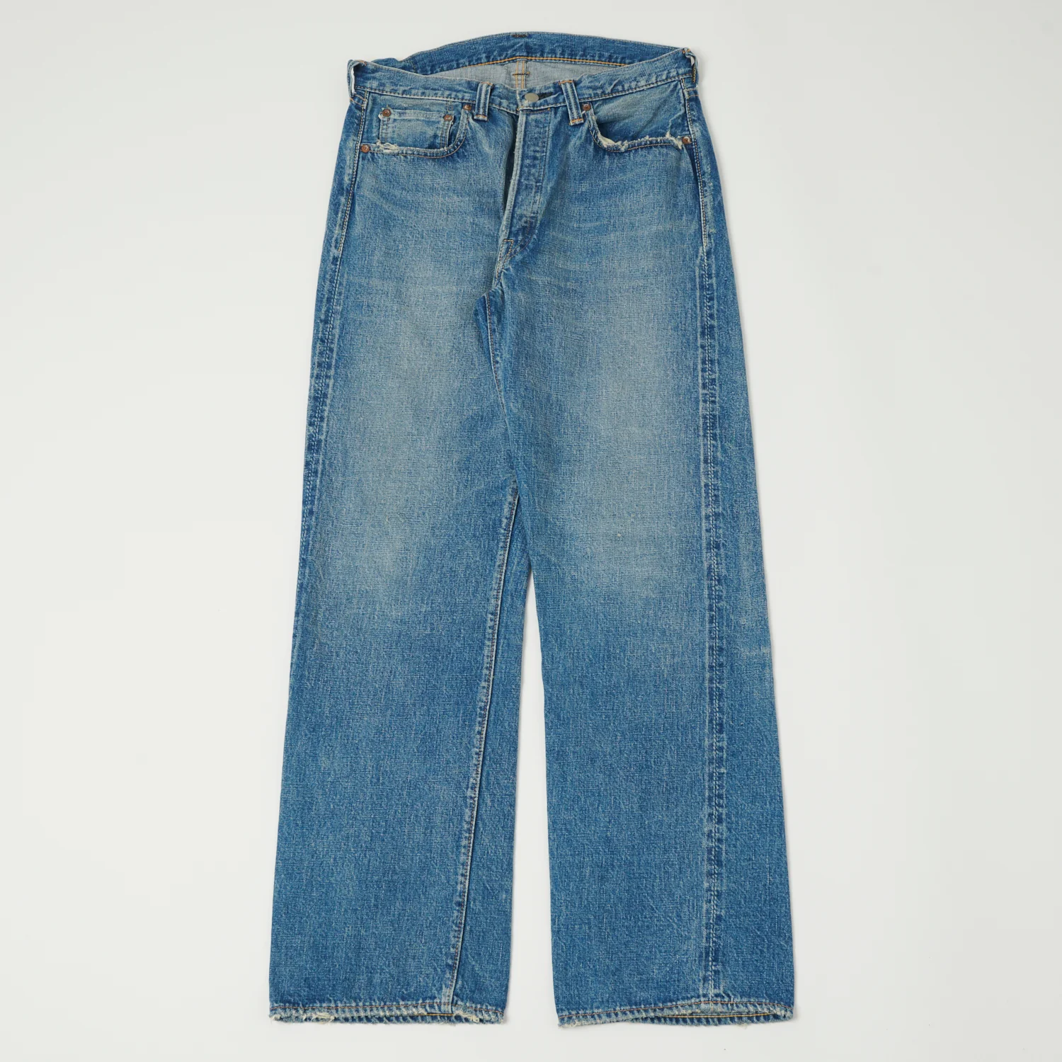FULLCOUNT 0105HA Patched 13.7oz Wide Straight Jean - 'Dartford' Wash